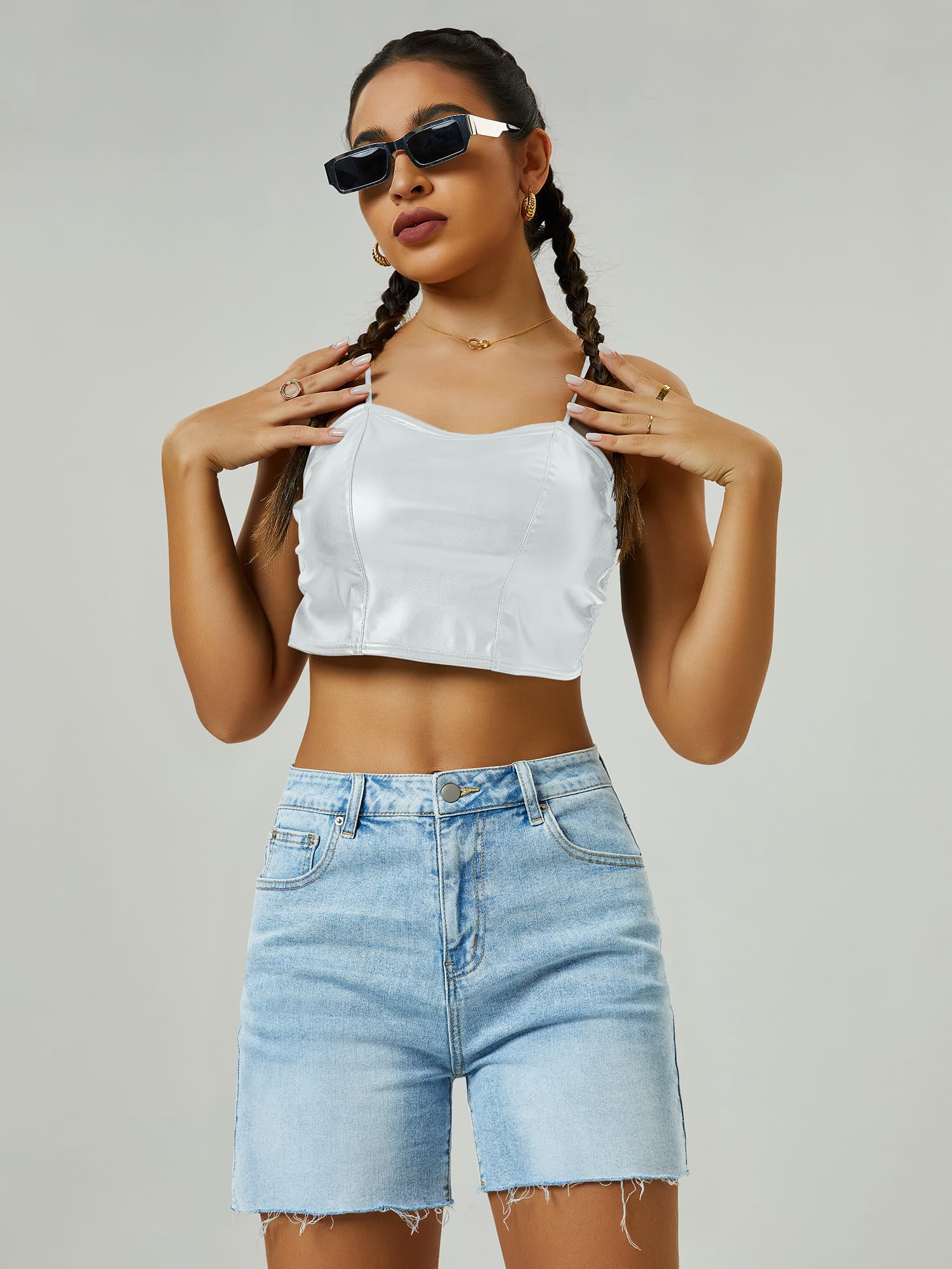 Women's High Waist Denim Shorts - Wide Leg Straight Fit Stretch Mom Jeans Shorts for Summer | Casual Outfit, Beach Wear & Street Style