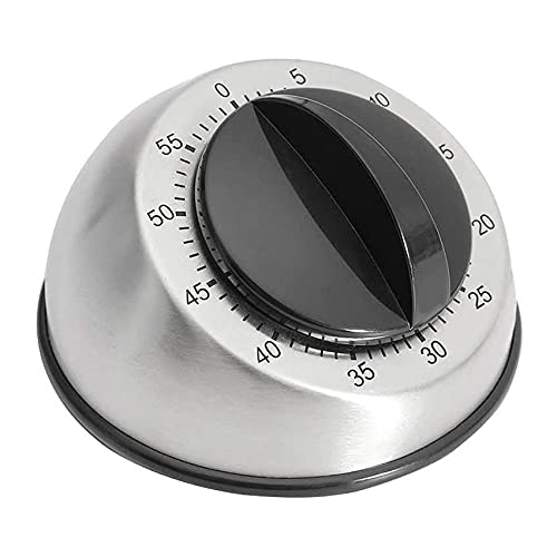 60-Minute Mechanical Kitchen Timer - Stainless Steel Wind Up Countdown Timer with Bell Alarm for Cooking, Baking & Study | Perfect for Kitchen, Classroom & Home Use