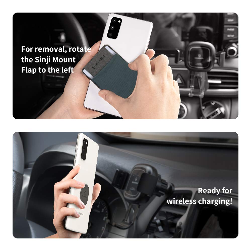 Sinjimoru Removable Phone Wallet with Flap - Wireless Charging Compatible Card Holder for iPhone & Android - Slim RFID Blocking Phone Back Pocket (Perfect for Travel, Shopping & Daily Use)