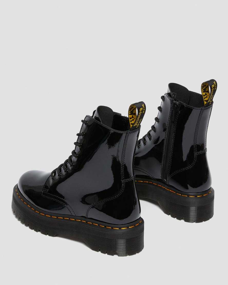 Dr. Martens Jadon Patent Black Leather Platform Boots for Women - Chunky Heel, Vegan Leather, Punk Style - Perfect for Concerts, Festivals & Edgy Streetwear Outfits