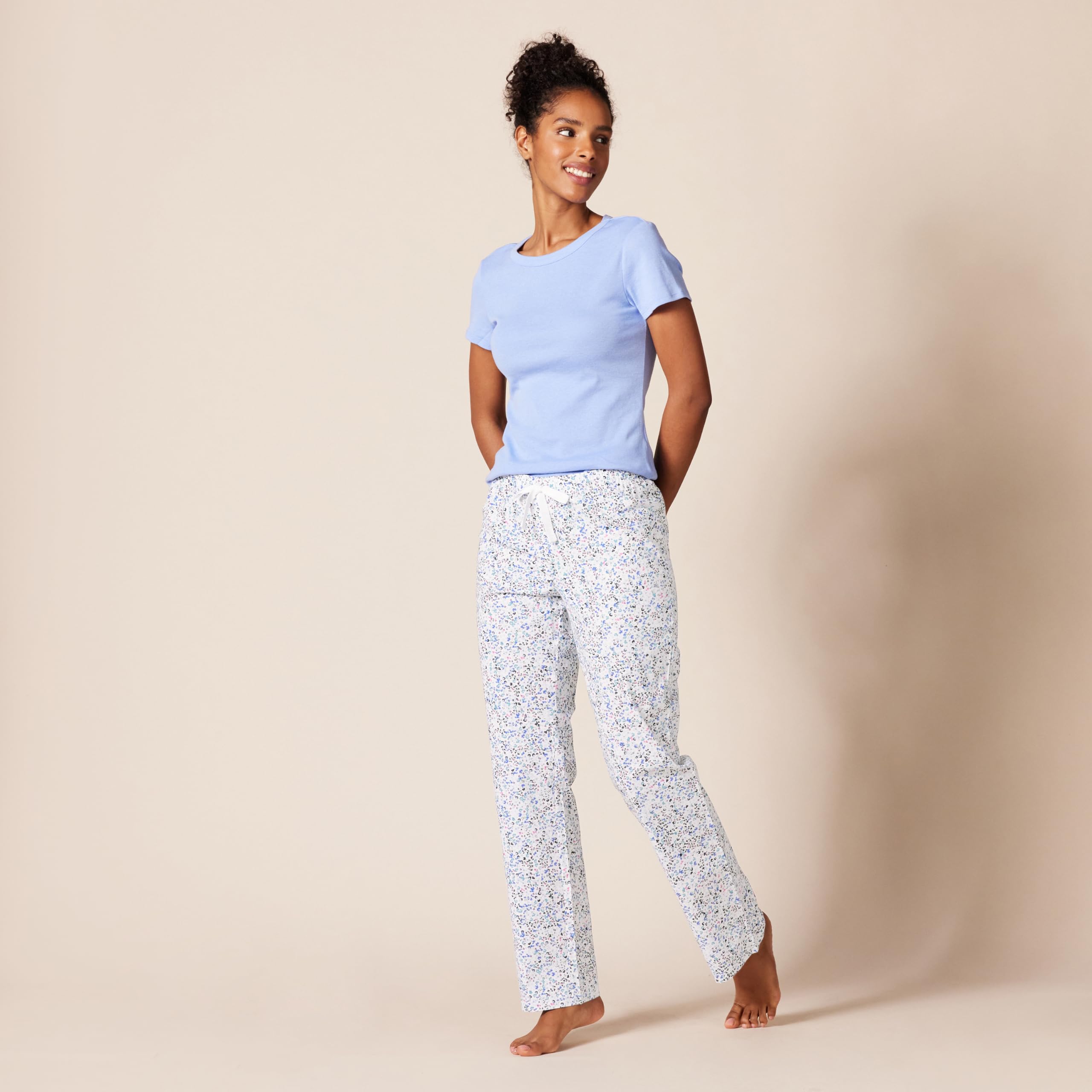 Amazon Essentials Women's Poplin Sleep Pants - Soft & Breathable Lounge Pajama Bottoms for Comfortable Nightwear & Relaxing at Home