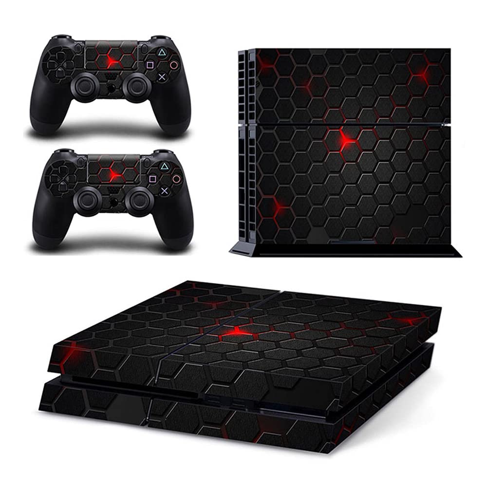Custom Black Honeycomb Vinyl Skin for PS4 Console & Controllers - Protective Decorative Sticker Wrap | Perfect for Gaming Setups & Equipment Protection