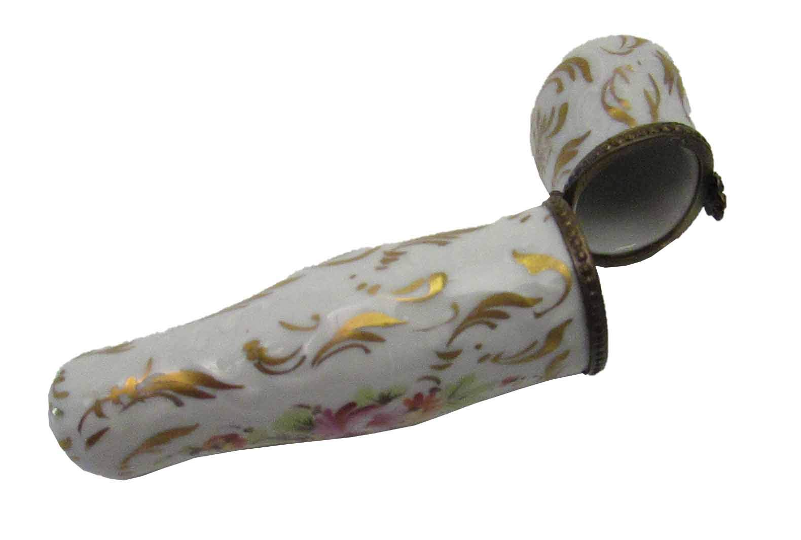 Limoges Porcelain Floral Needle Case - Large Hand-Painted French Sewing Box for Needles & Pins | Perfect for Quilting, Embroidery & Crafting