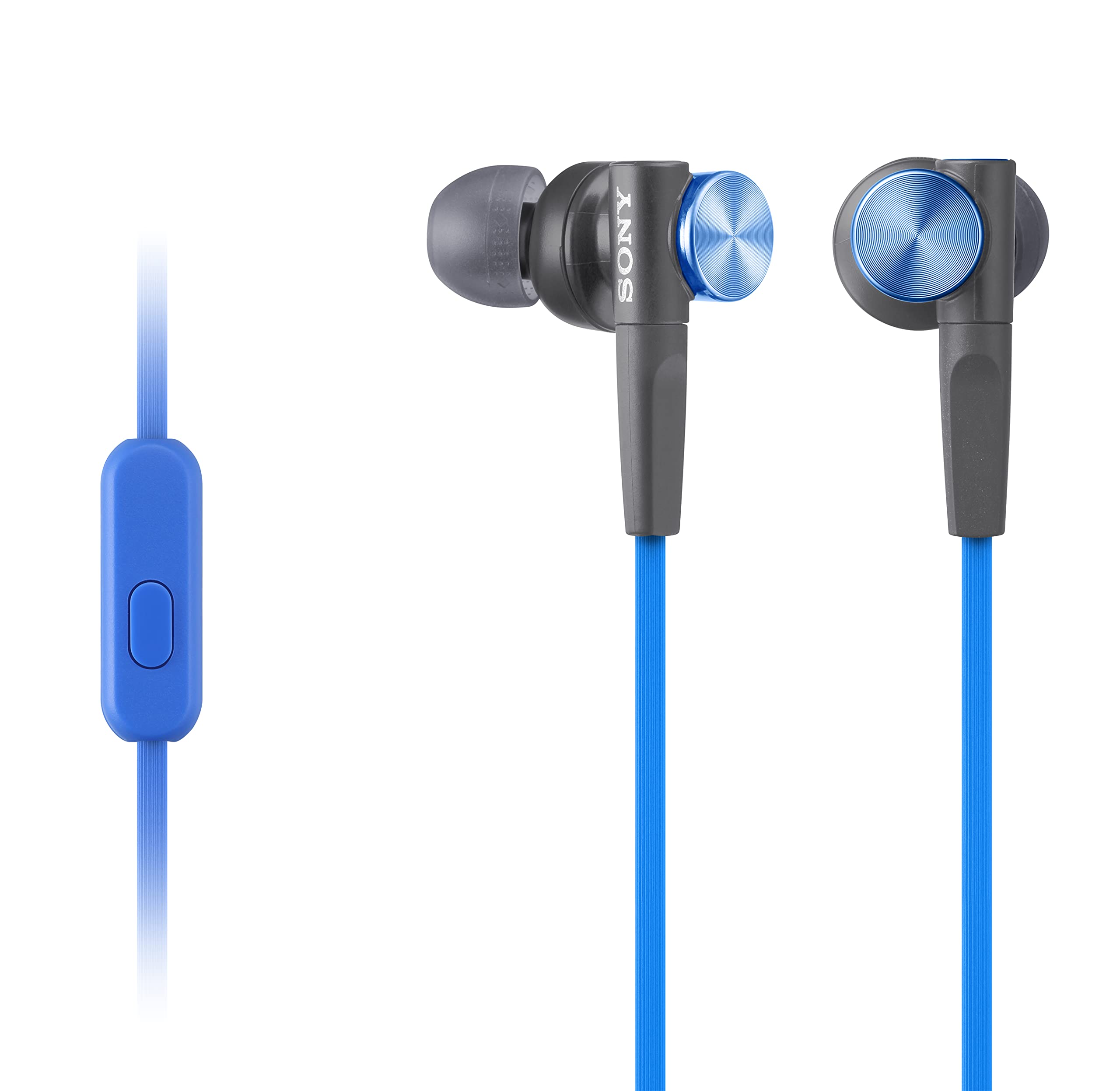 Sony MDRXB50AP Extra Bass Earbud Headphones with Built-in Microphone - High Quality In-Ear Headset for Phone Calls & Music (Blue) - Perfect for Commuting, Workouts & Gaming