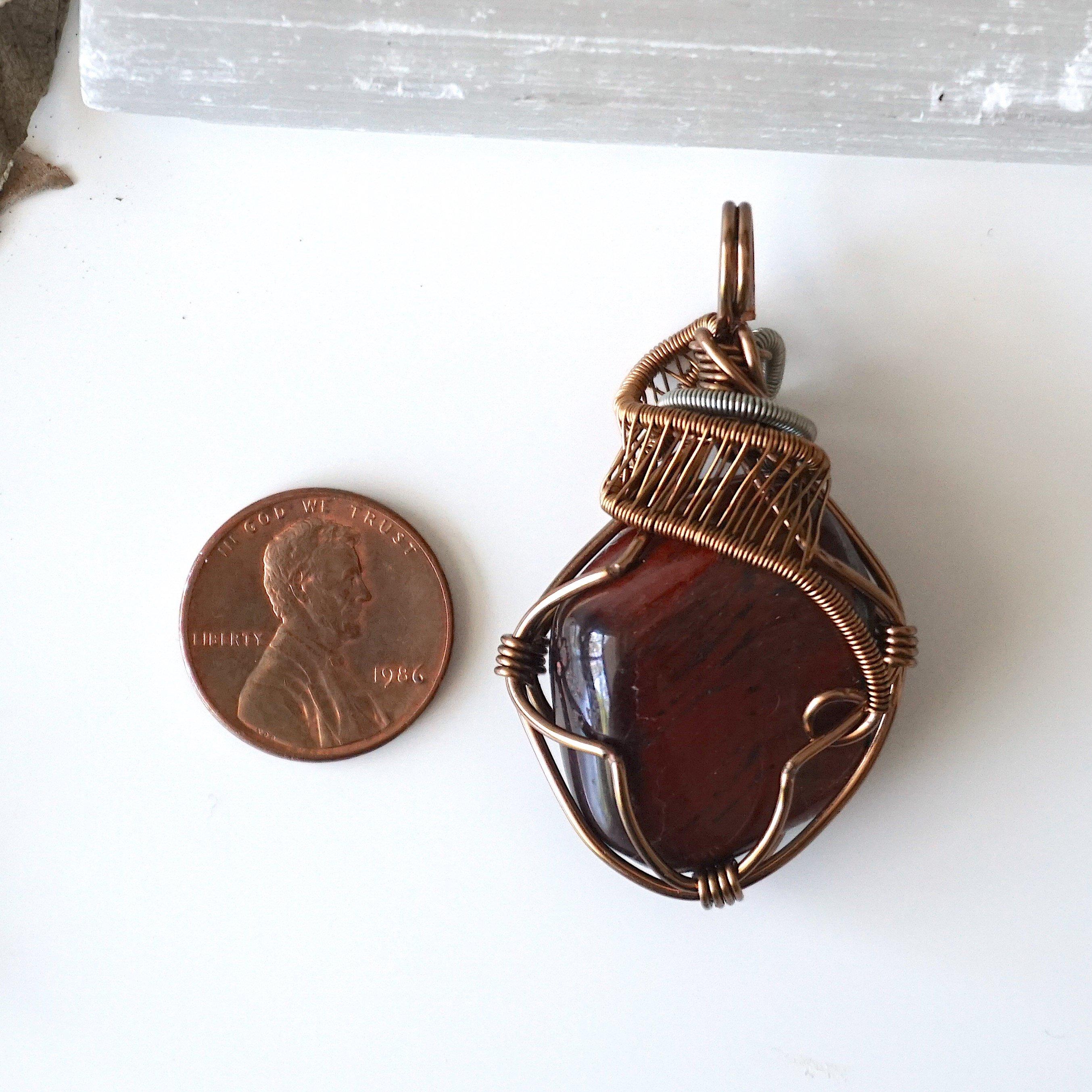 Red Tigers Eye Crystal Necklace in Antique Bronze & Silver - Spiritual Healing Jewelry for Meditation, Yoga & Energy Protection