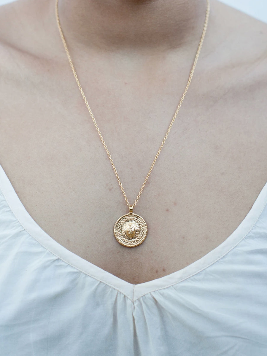 Sun God Pendant Necklace - Gold Goddess Charms Jewelry for Women - Perfect for Spiritual Healing, Yoga Meditation & Boho Fashion Accessories