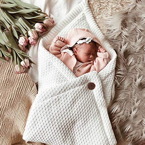 Premium Baby Swaddling Blankets - Soft Knit Sleeping Bag & Stroller Wrap for Newborns 0-12 Months (Ivory) - Perfect for Nursery, Travel & Outdoor Adventures