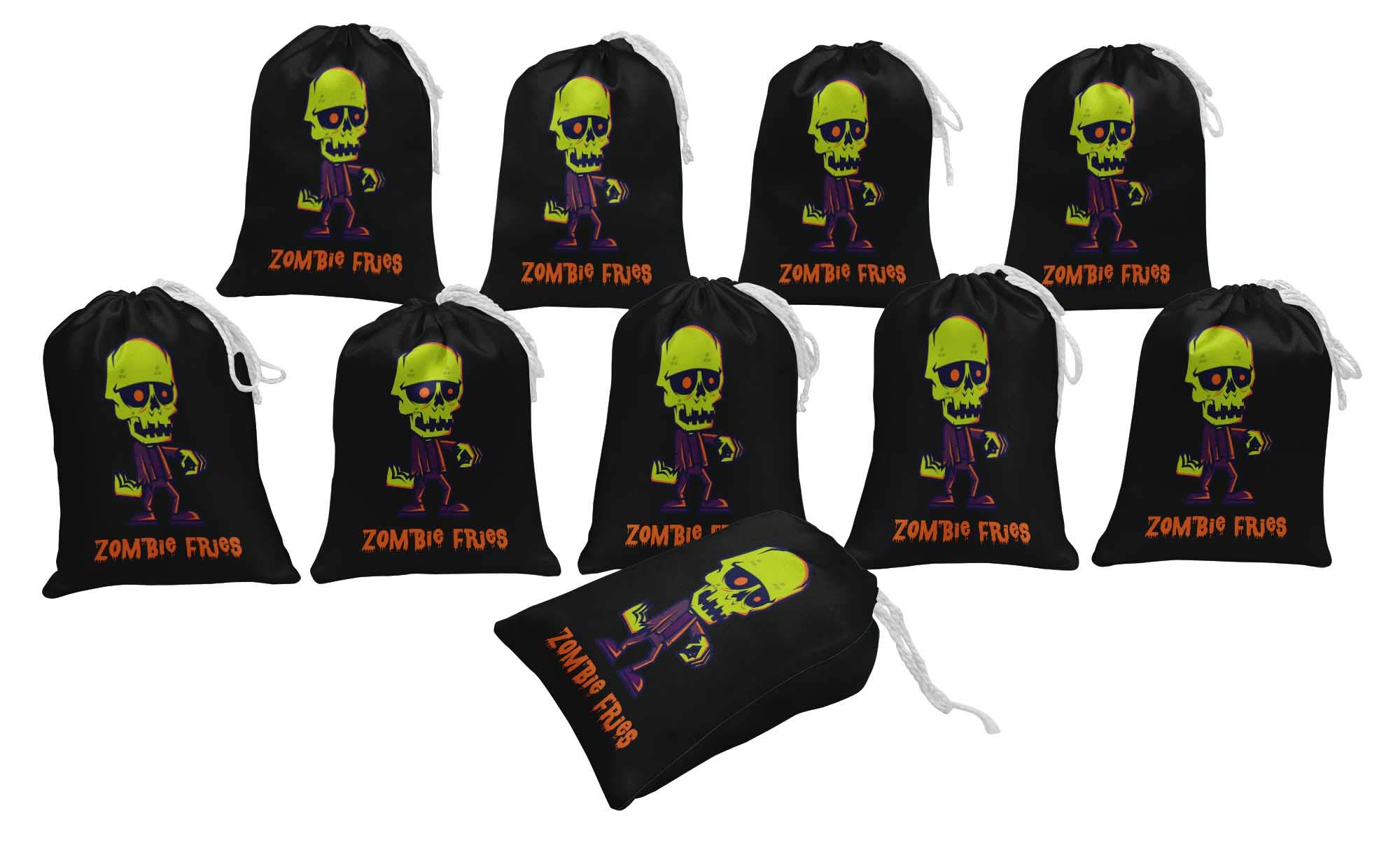 Black Zombie Fries Halloween Party Favor Bags - 15 Pack of Spooky Treat Pouches for Trick or Treat, Classroom Prizes & Costume Party Favors