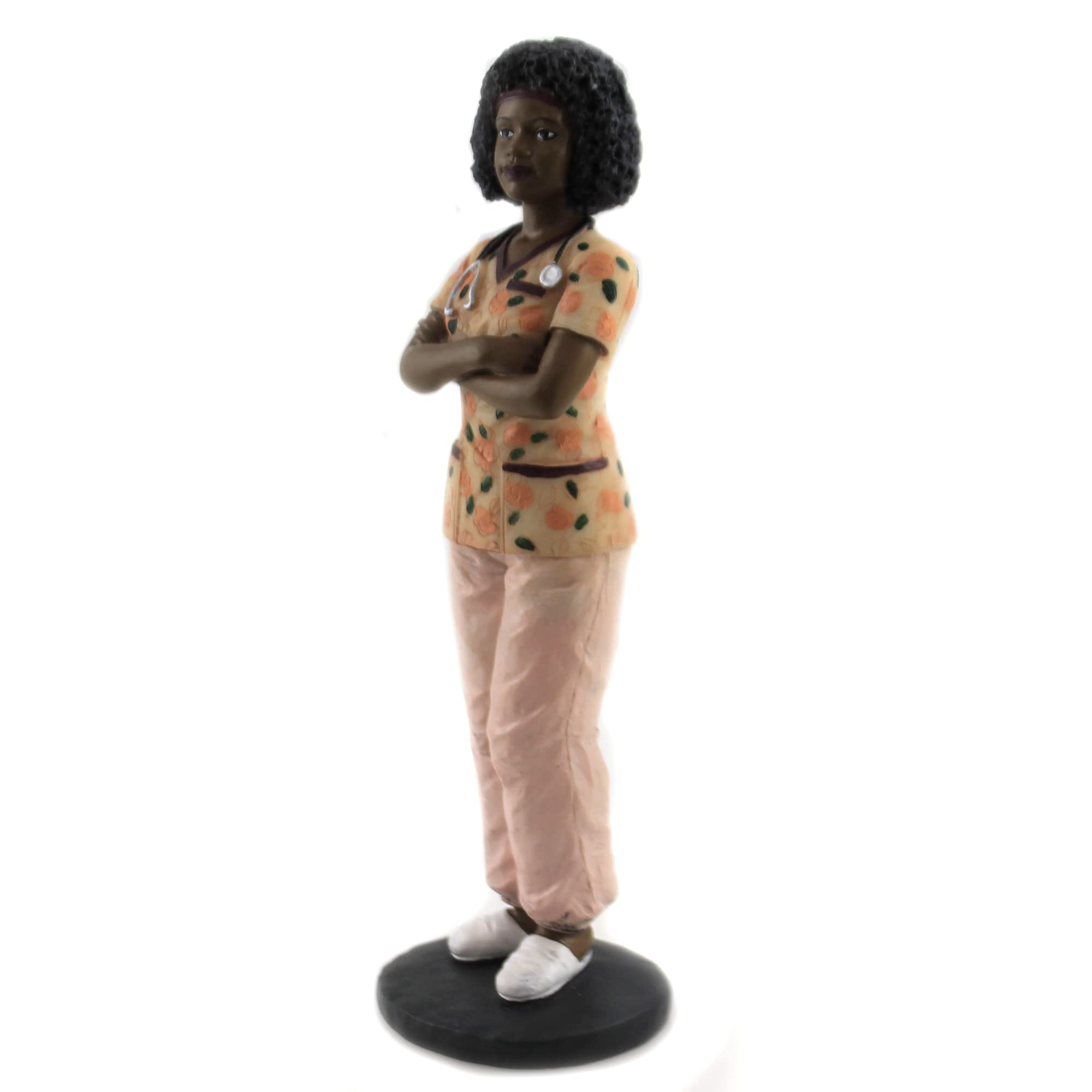 Ebony Treasures Professional Black Female Nurse Collectible Figurine - 8.5 Inch Tall Handcrafted Statue for Home Decor, Office Display & Gift for Medical Professionals