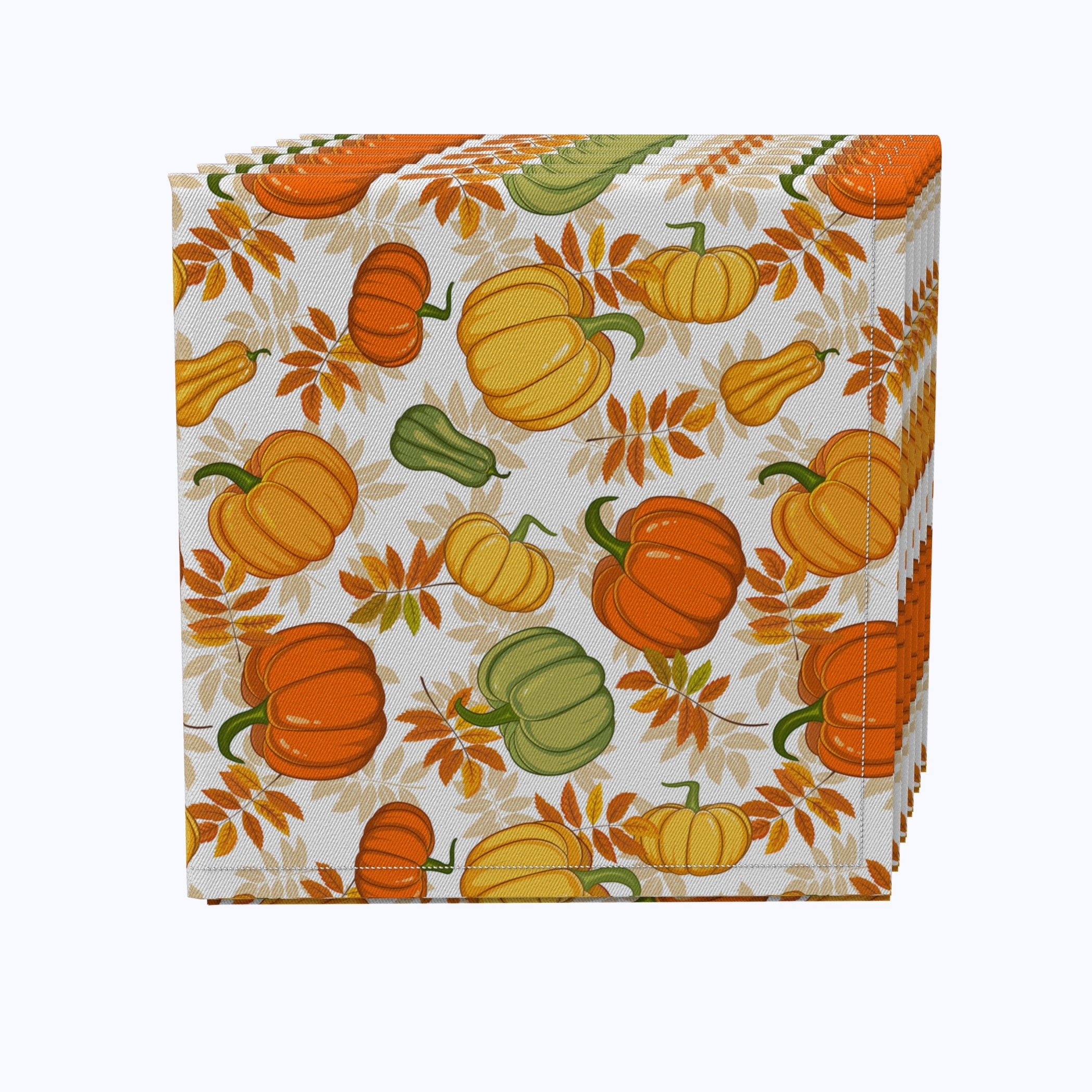 Premium Cotton Napkins with Bold Autumn Pumpkin Design - Perfect for Fall Table Settings, Thanksgiving Decor, and Seasonal Home Decor