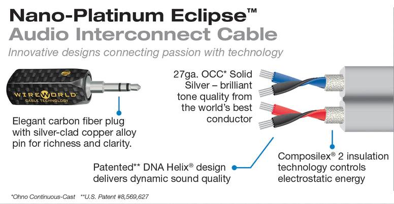 Wireworld Nano Platinum Eclipse Mini Jack Audio Cables - High-Quality 3.5mm Aux Cable for Headphones, Speakers & Home Theater Systems - Perfect for Music Lovers & Audiophiles
