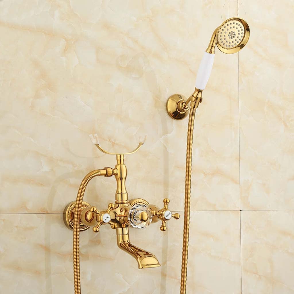 Vintage Golden Hot and Cold Water Faucet - European Style Shower Set for Bathtub | Perfect for Bathroom Renovation & Luxury Spa Experience