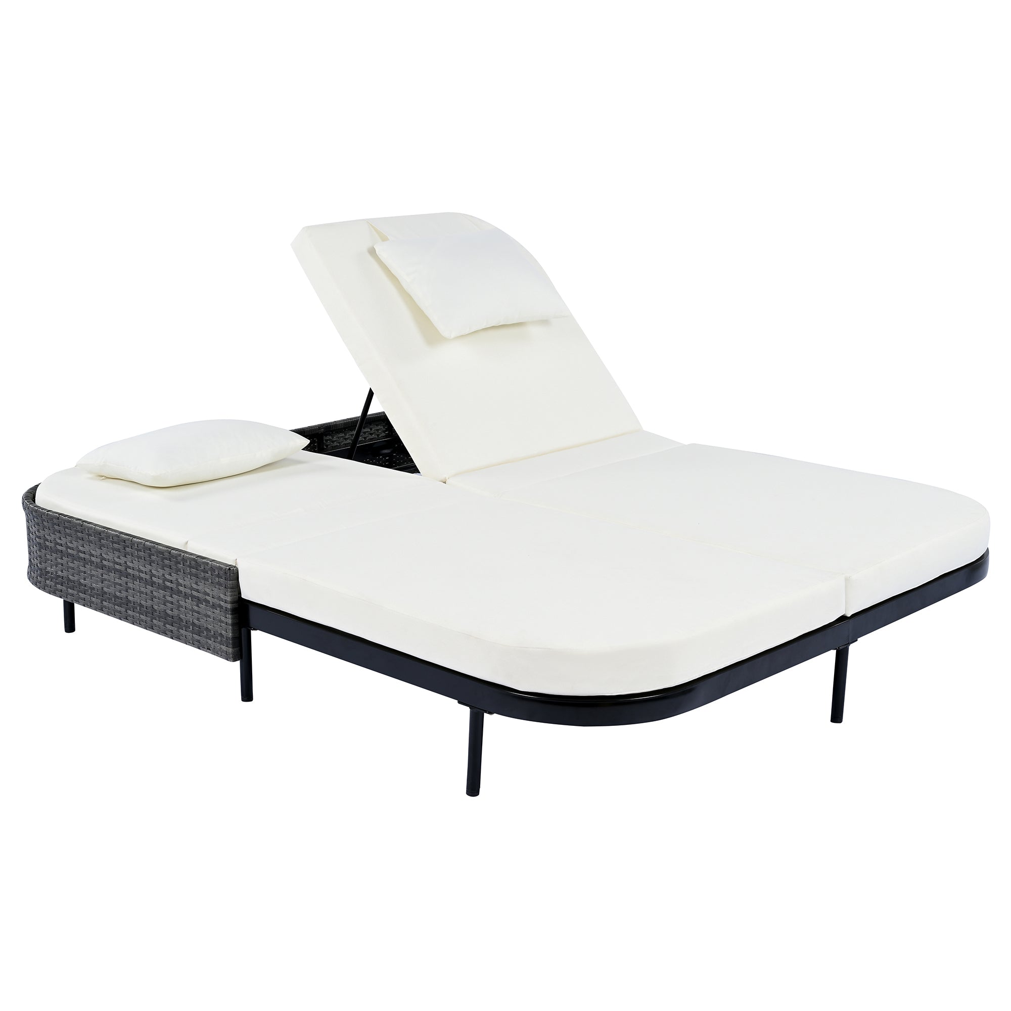 Outdoor Rattan Daybed with 5-Position Adjustable Backrest & Removable Cushions - Perfect for Patio, Garden, Backyard and Poolside Relaxation