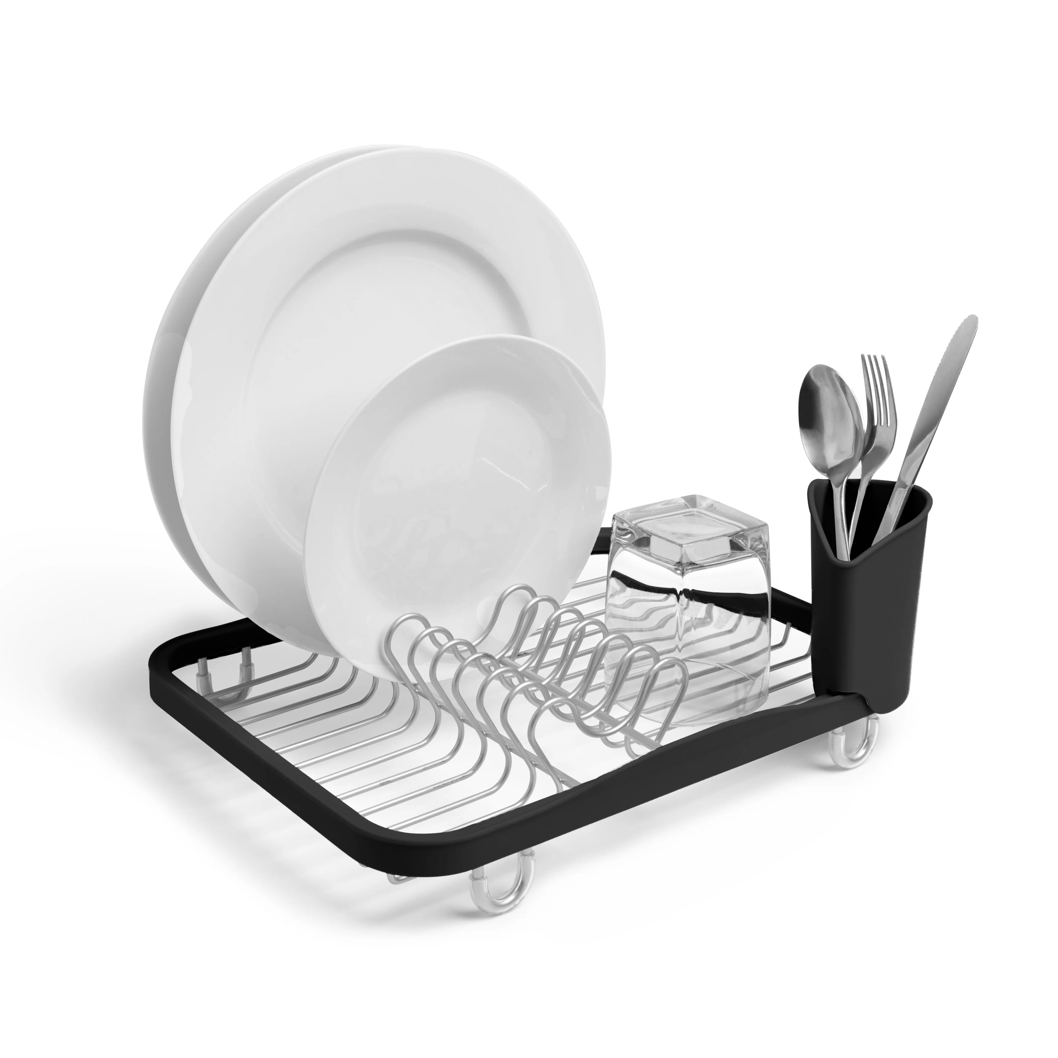 Stainless Steel Countertop Dish Rack with Drying Tray - Space Saving Kitchen Organizer for Dishes, Cups & Utensils - Perfect for Small Apartments, RVs & Compact Kitchens
