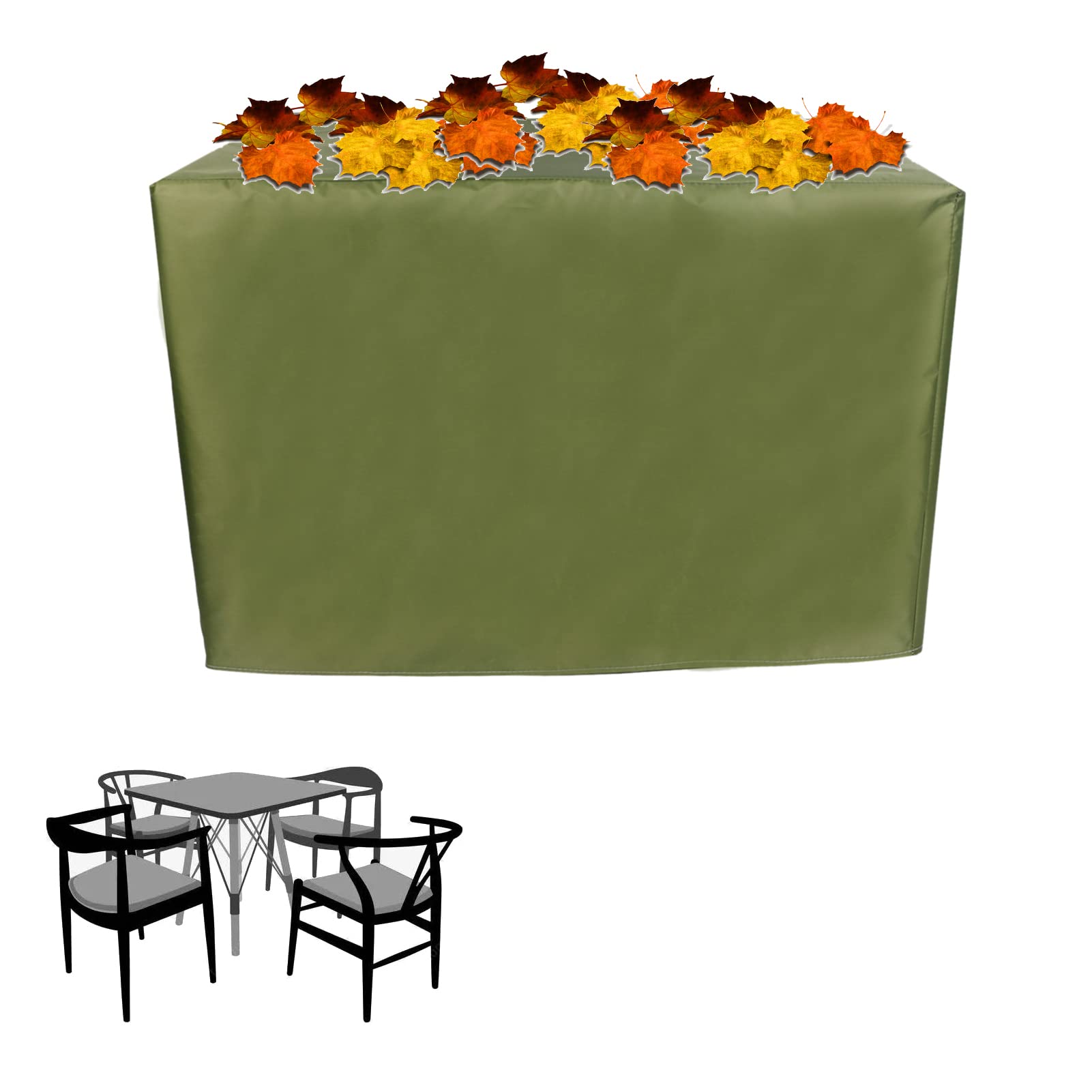 420D Heavy-Duty Waterproof Outdoor Furniture Cover Set - 35x35x35 Inch Rectangular Patio Table and Chair Protector, All-Weather Durable Canvas for Patio, Deck, Garden, Poolside & Backyard Furniture Protection