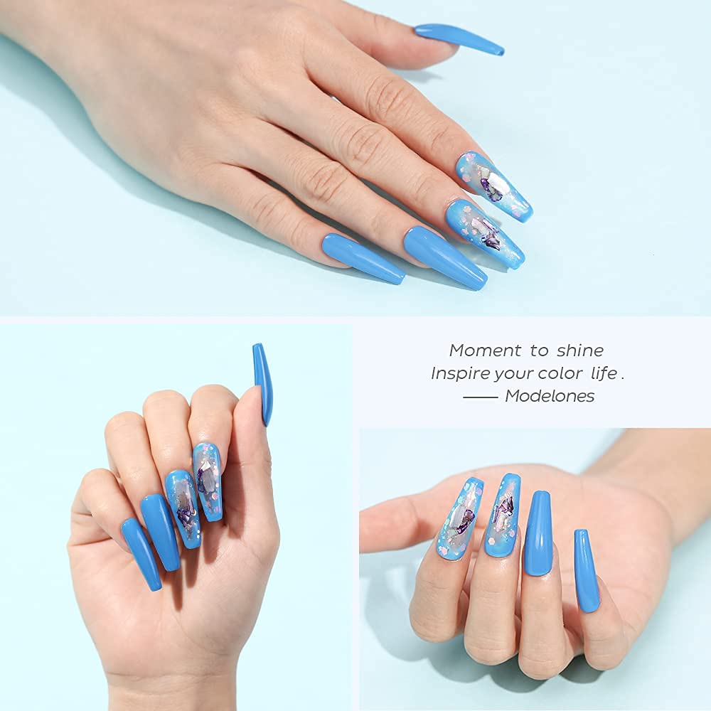 Modelones 3Pcs Nail Primer & Dehydrator Kit with Sapphire Blue Gel Polish - Professional Nail Prep for Acrylic & Gel Extensions, Manicures & Pedicures
