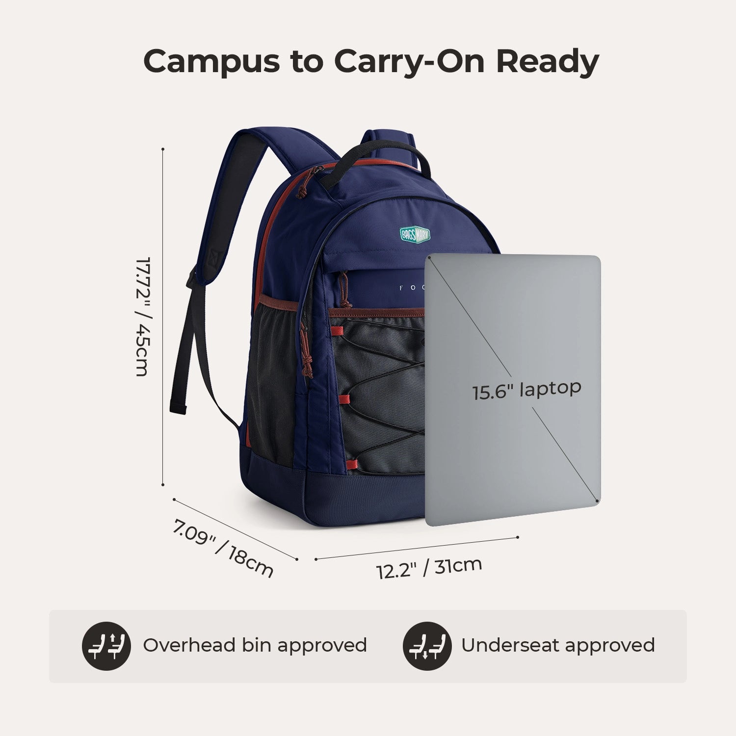 15.6 Inch Laptop Backpack for Men & Women - Waterproof Travel Backpack with USB Charging Port - Perfect for Work, School, and Business Trips