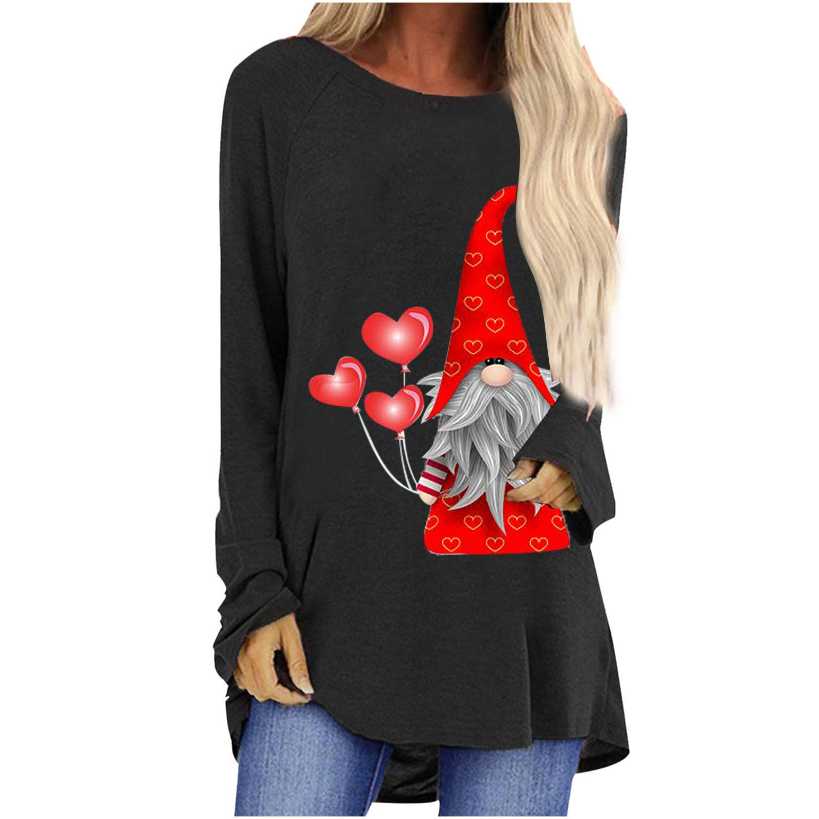Valentine's Day Women's Casual Long Sleeve Fall Tops Cozy Blouse Pullover Sweatshirt #153 - Perfect for Date Nights, Gift Giving & Autumn Layering