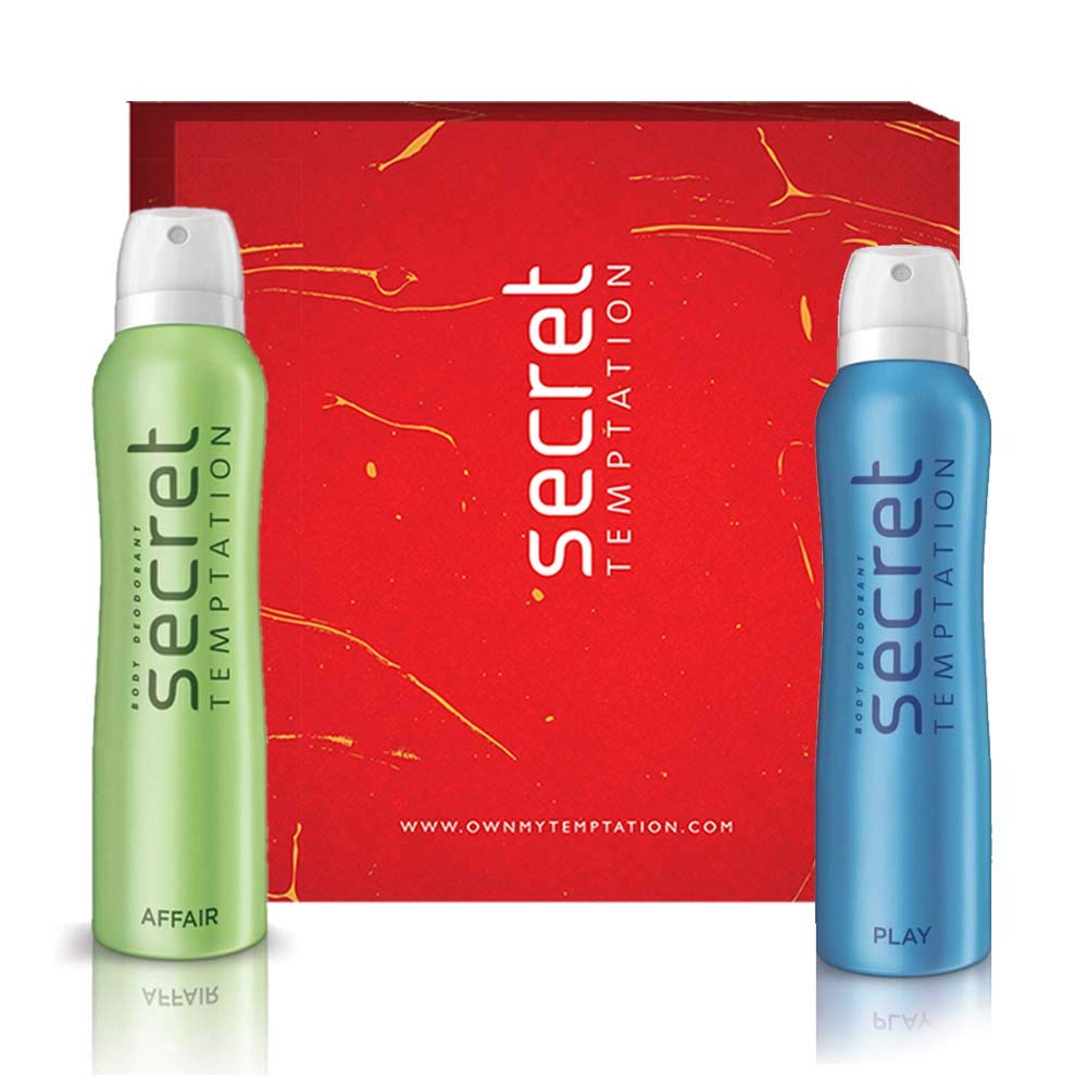Secret Temptation Women's Gift Set - 2 Pack Romantic Play & Affair Scented Deodorants (150ml Each) | Perfect for Valentine's Day, Anniversary Gifts & Intimate Moments