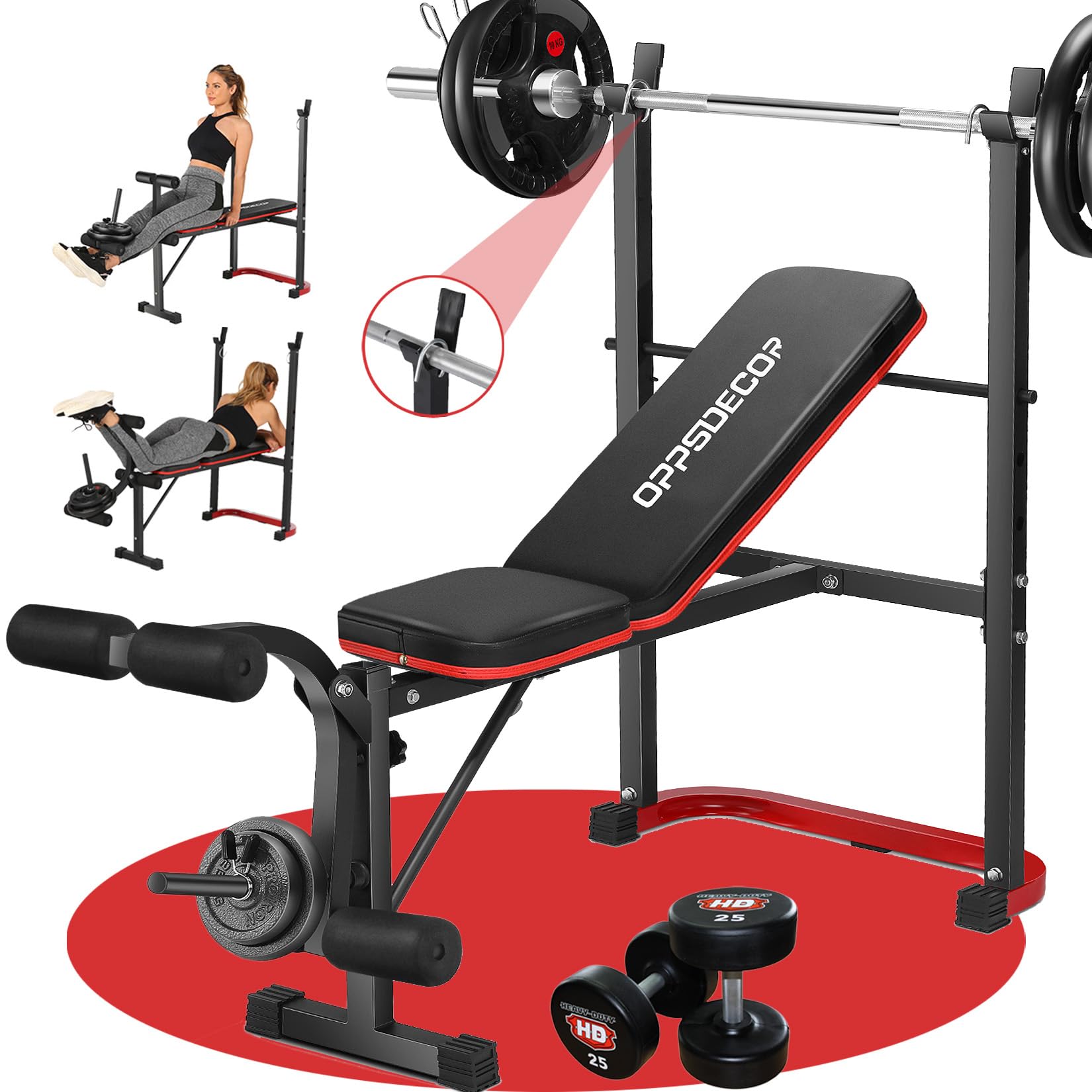 Adjustable Weight Bench Set with Leg Extension & Curl - 660 LBS Capacity Home Gym Equipment for Strength Training | Flat & Incline Workout Bench with Preacher Curl Pad | Perfect for Teens & Adults Home Workouts, Muscle Building & Full-Body Training