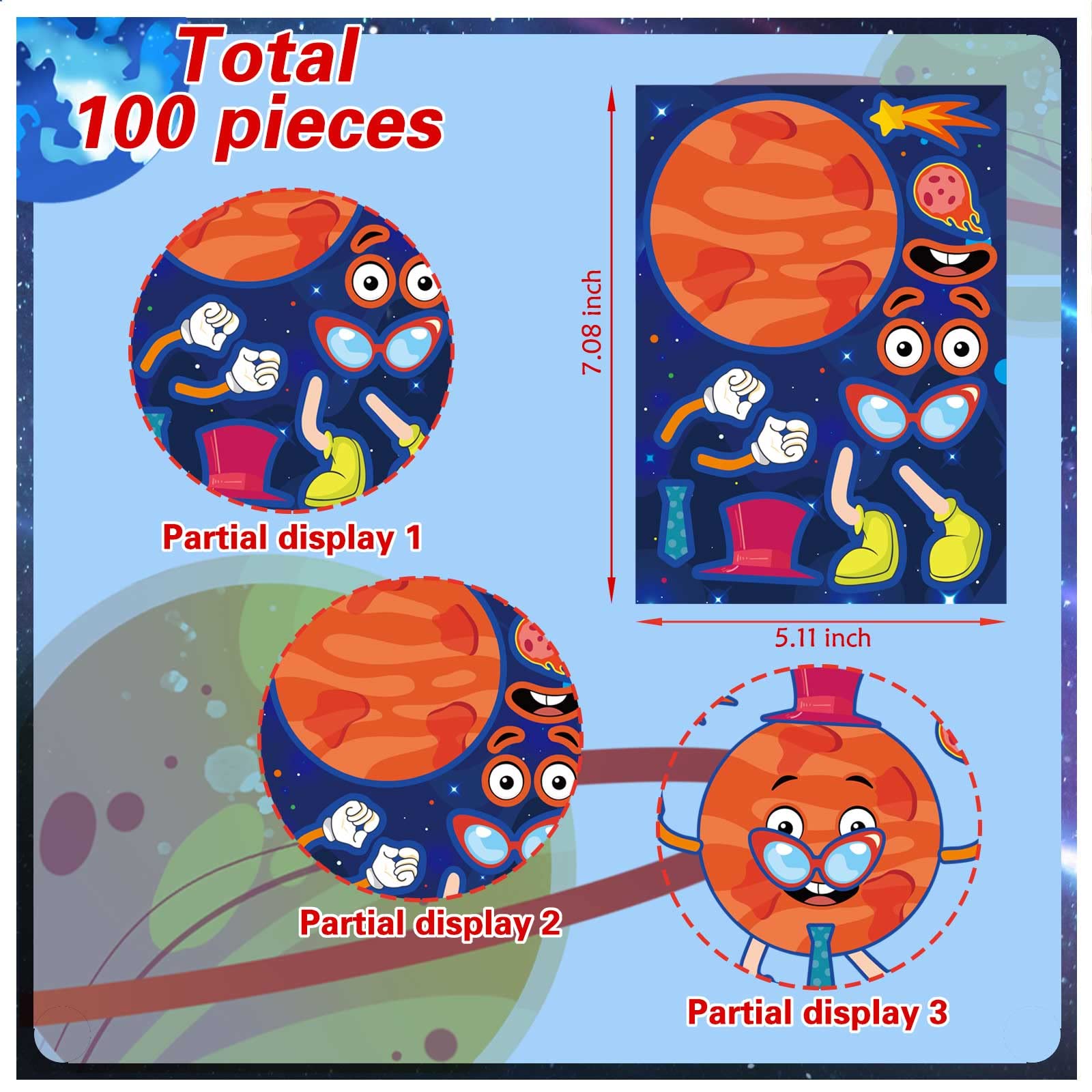 27 Sheets DIY Space Planet Stickers for Kids - Easy Peel & Stick Solar System Stickers, 9 Planets Educational Sticker Set for Birthday Party Favors, Classroom Activities & Room Decor