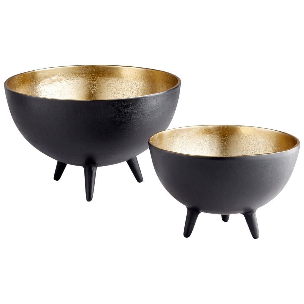 Cyan Design 10637 Inca Bowl - Matt Black & Gold Medium Size - Decorative Centerpiece for Dining Table, Coffee Table, or Shelf Display