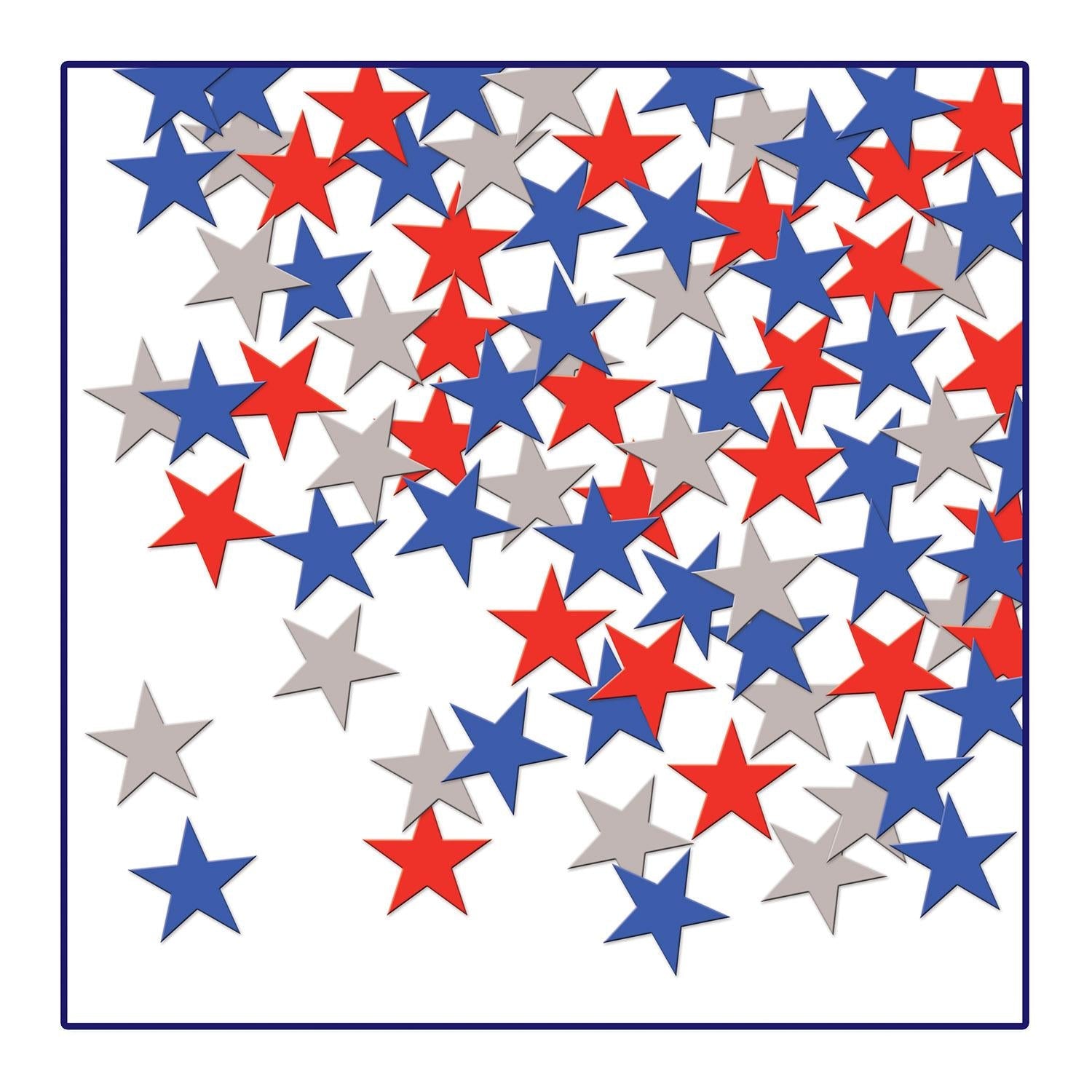 12 Pack Beistle Confetti Stars Party Decor - Red, Silver & Blue (1 Oz per Pack) | Birthday, Wedding & New Year Celebration Decorations
