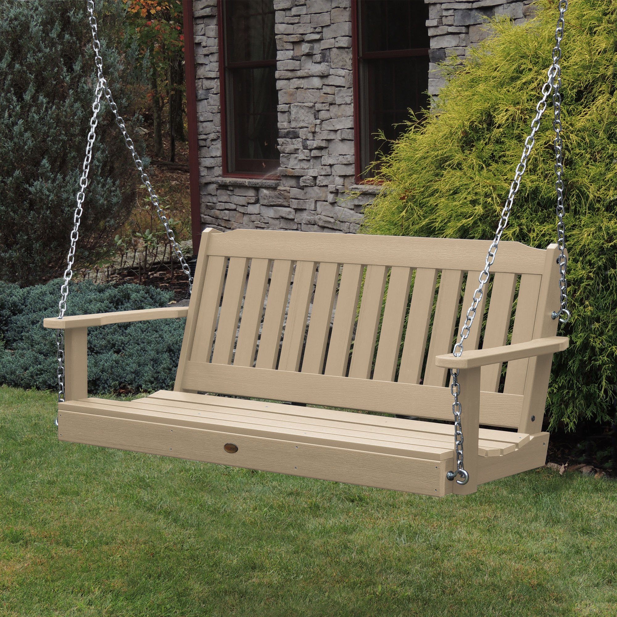 5ft Lehigh Porch Swing - Heavy Duty Outdoor Hanging Bench for Garden, Patio, Deck - Perfect for Relaxing & Lounging in Backyard, Front Porch or Balcony