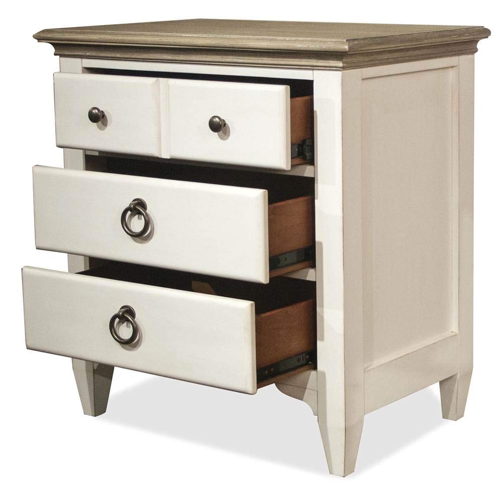 Riverside Furniture Myra Wood 3-Drawer Nightstand in Natural and Paperwhite - Solid Wood Bedside Table for Bedroom, Living Room, or Guest Room - Perfect for Storage and Decor