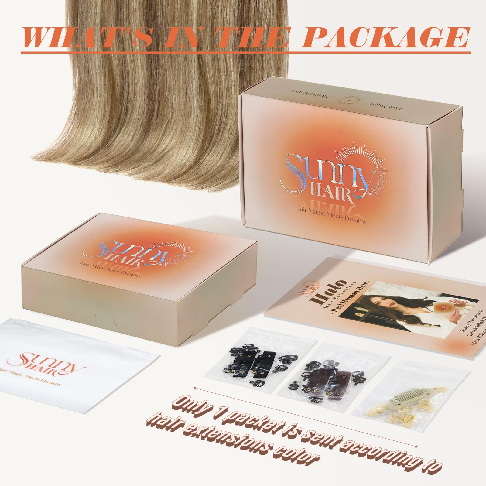 Sunny Wire Hair Extensions - 20 Inch Real Human Hair Invisible Wire Extensions in Light Brown to Platinum Blonde with Brown Highlights (#6/60/6) - Perfect for Parties, Weddings & Everyday Styling