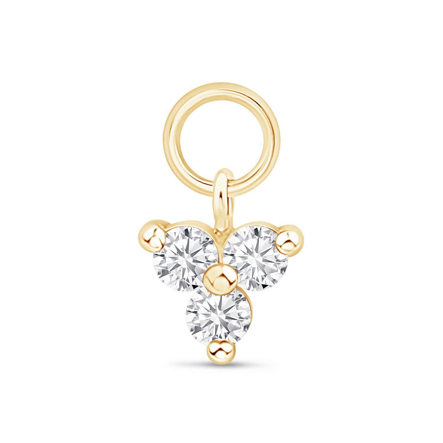 14k Yellow Gold Hoop Earrings with Gemstone Trinity Charm - Elegant Jewelry for Women, Perfect for Parties, Weddings & Everyday Wear