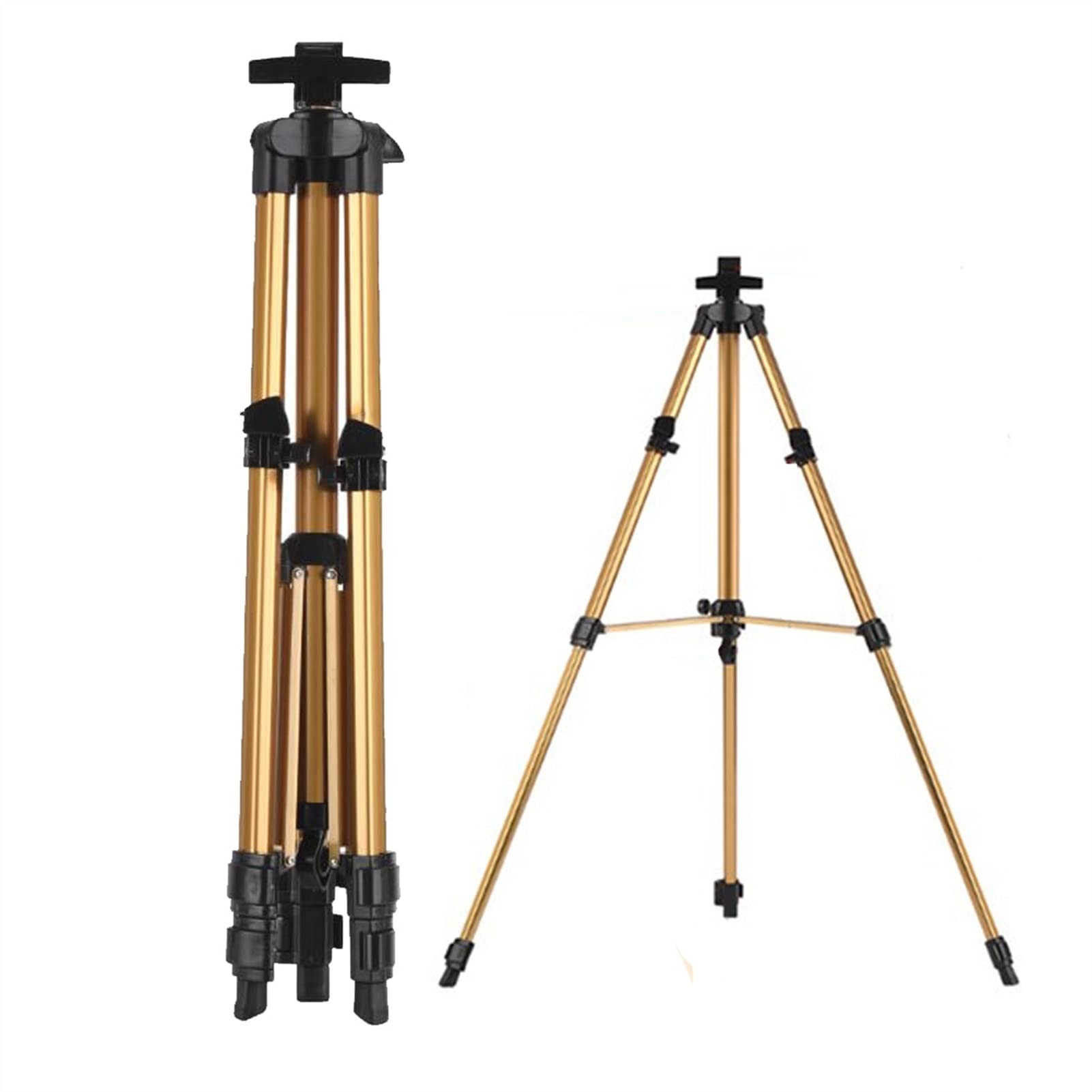 ZHYLing Adjustable Aluminum Tripod Easel Stand 19-55 Inch - Lightweight & Sturdy Artist Painting Easel with Carrying Bag (Gold) - Perfect for Outdoor Sketching, Studio Artwork & Classroom Projects
