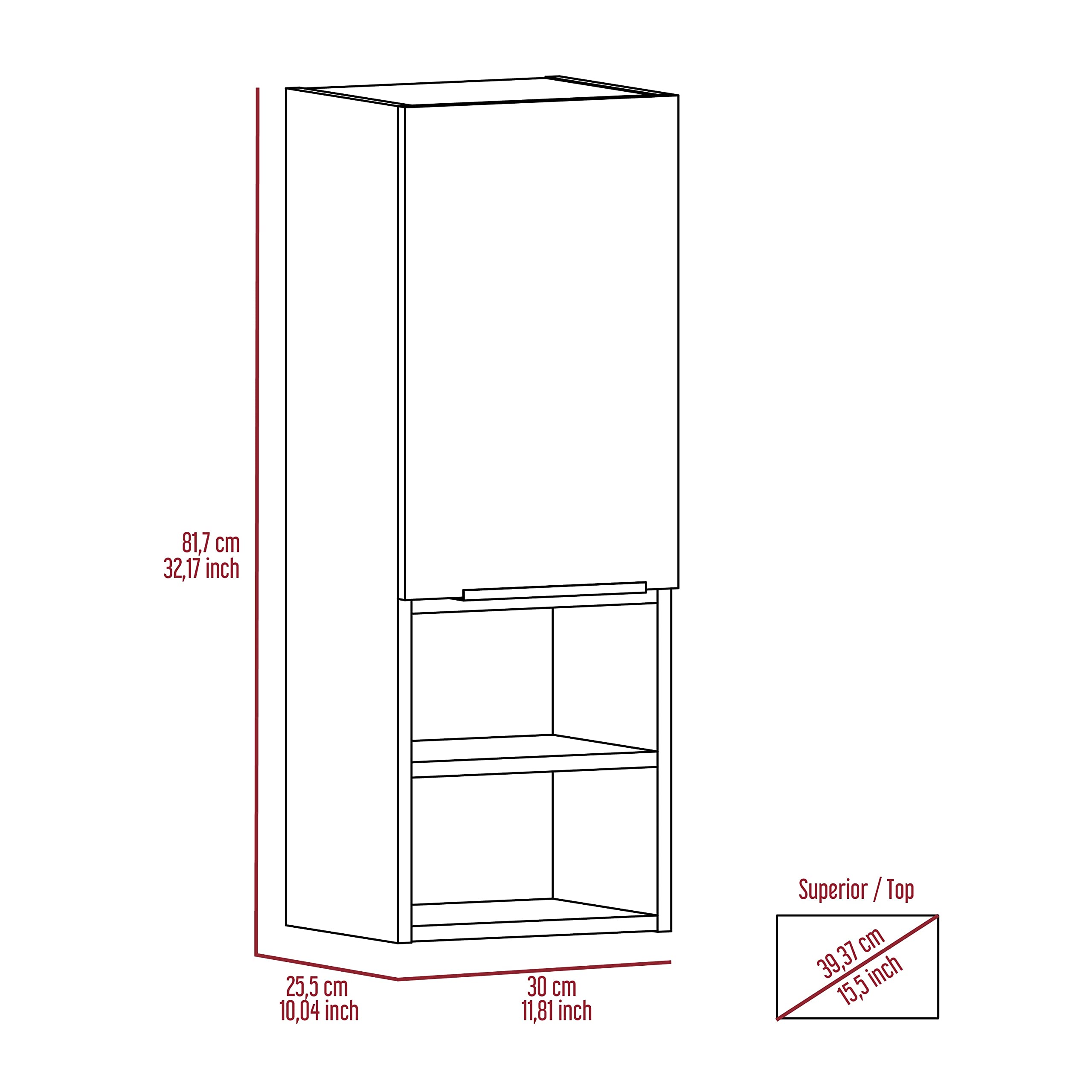 Tuhome Mila Wall Mounted Medicine Cabinet with 2 Interior & 2 External Shelves, Single Door Bathroom Storage - Black | Perfect for Bathroom Organization & Small Space Storage