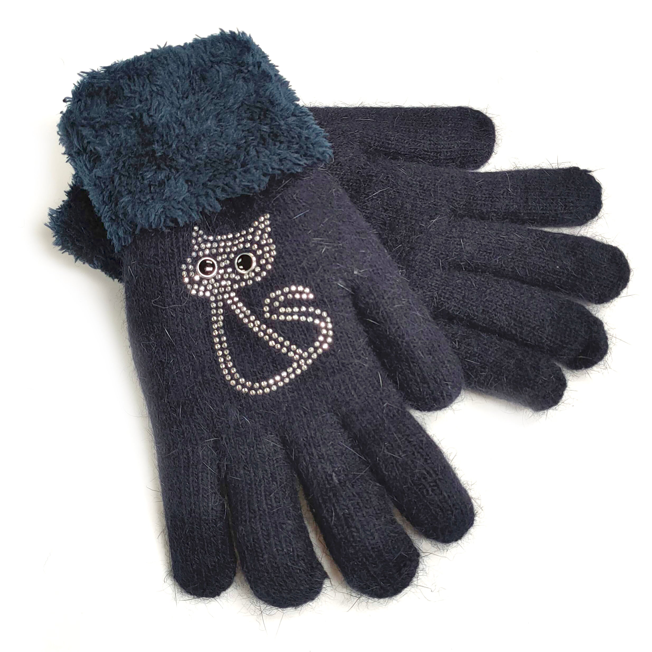 Fluffy Glove - Soft & Warm Blue Cat Design Winter Gloves for Women & Men - Perfect for Cold Weather, Outdoor Activities, and Casual Wear