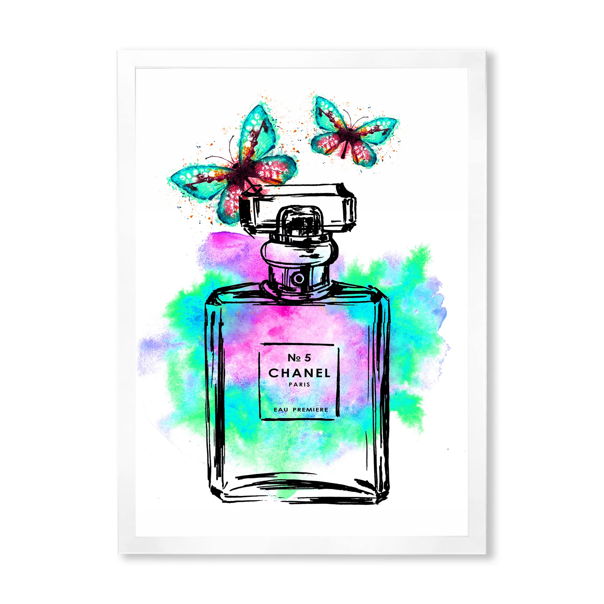 Chanel No.5 Perfume Inspired Modern Framed Wall Art - Elegant Home Decor for Living Room, Bedroom & Office