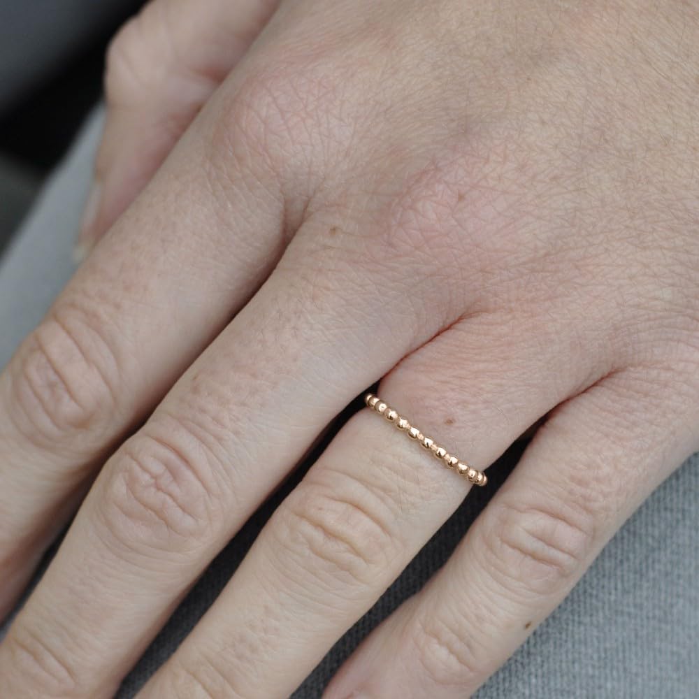 Elegant Pink Gold Plated Balls Ring for Women - Trendy Stackable Minimalist Jewelry - Perfect for Everyday Wear, Date Nights & Gift Giving