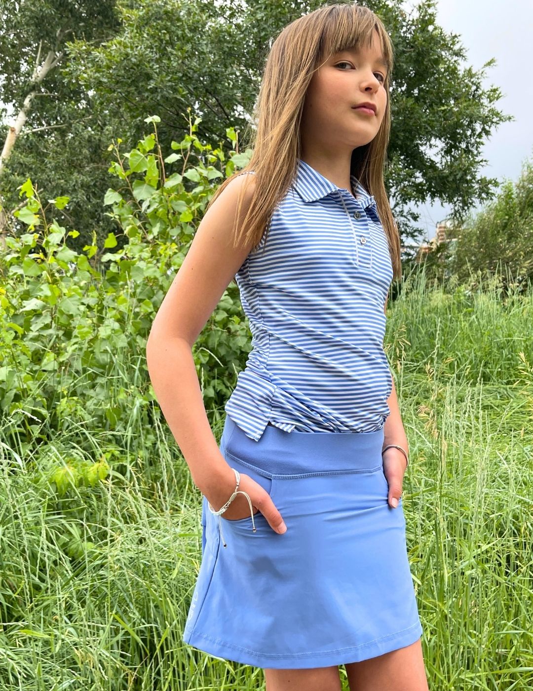 Sara Youth Girls' Golf Skort - Stretchy Athletic Tennis Skirt with Built-in Shorts for Comfort & Performance - Perfect for Golf, Tennis, School Sports & Casual Wear