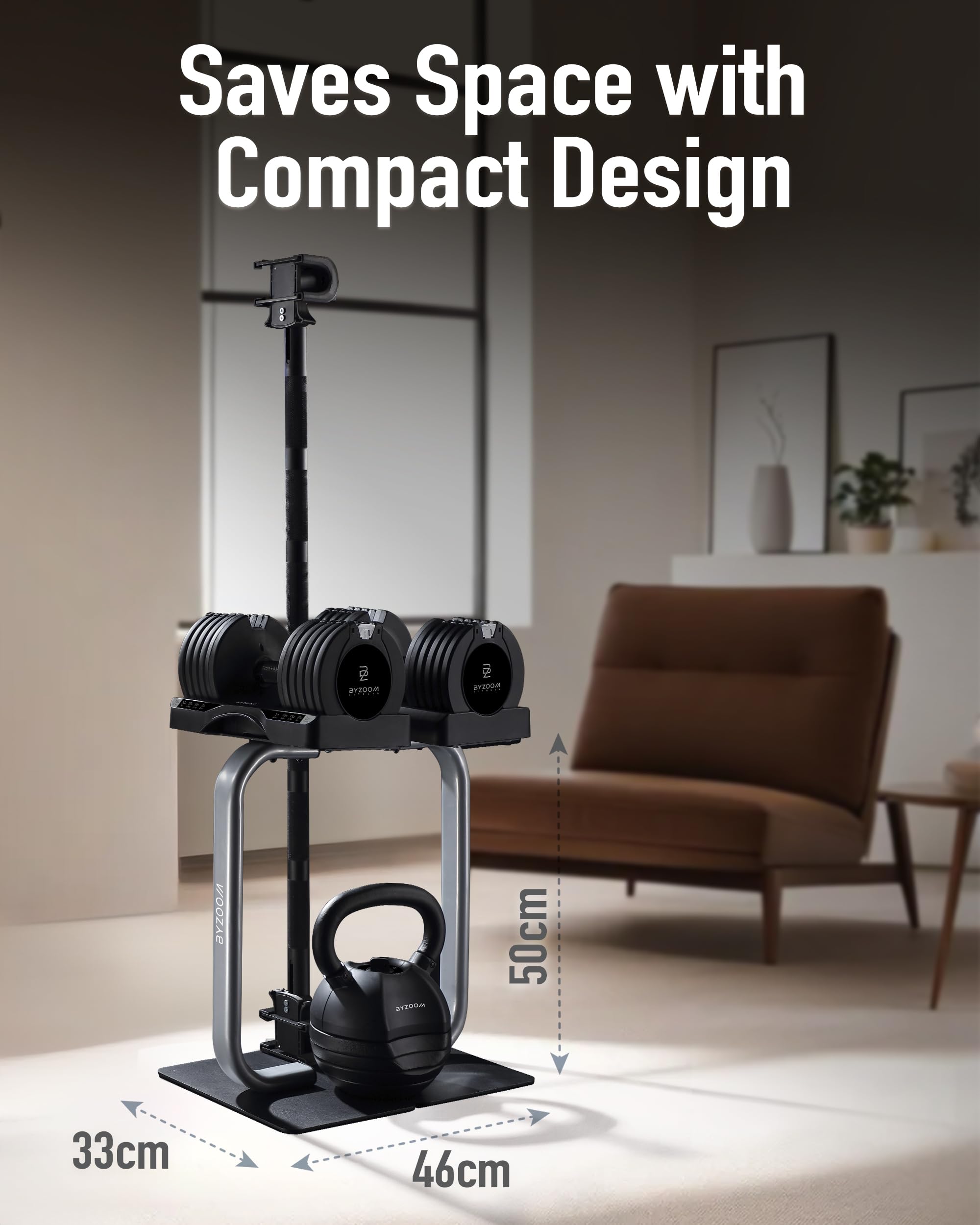 Adjustable Dumbbell Stand Rack Holder for Home Gym - Weight Training Equipment for Women & Beginners - Black | Perfect for Small Spaces & Strength Training Workouts