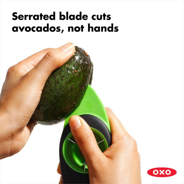 OXO 3-in-1 Avocado Slicer - Stainless Steel Blade, Easy Grip Handle - Perfect for Guacamole, Salads & Healthy Snacks