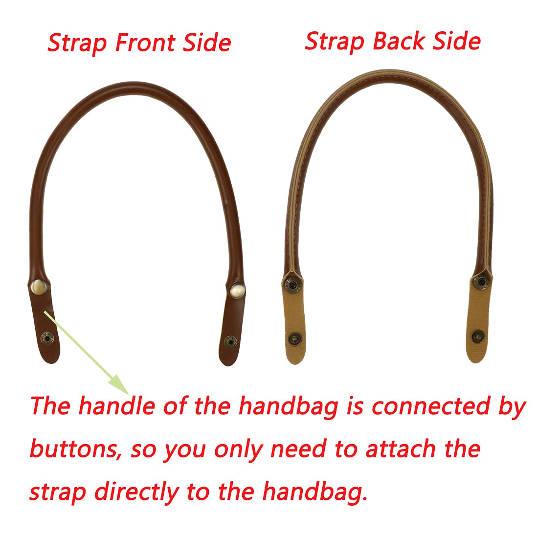 Semetall 2-Pack 0.5 Inch Wide 15.7 Inch PU Leather Replacement Handbag Straps - Brown Purse Handles for Women's Bags | Durable Shoulder Strap for Tote, Satchel & Crossbody Bags