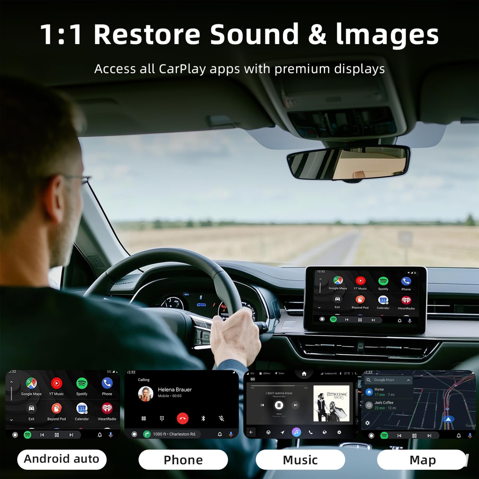 Wireless Android Auto CarPlay Adapter - Plug & Play Bluetooth Dongle for Seamless Touch Connection & Easy Setup | Upgrade Wired to Wireless for Android Phones | Perfect for Commuting, Road Trips & Hands-Free Driving