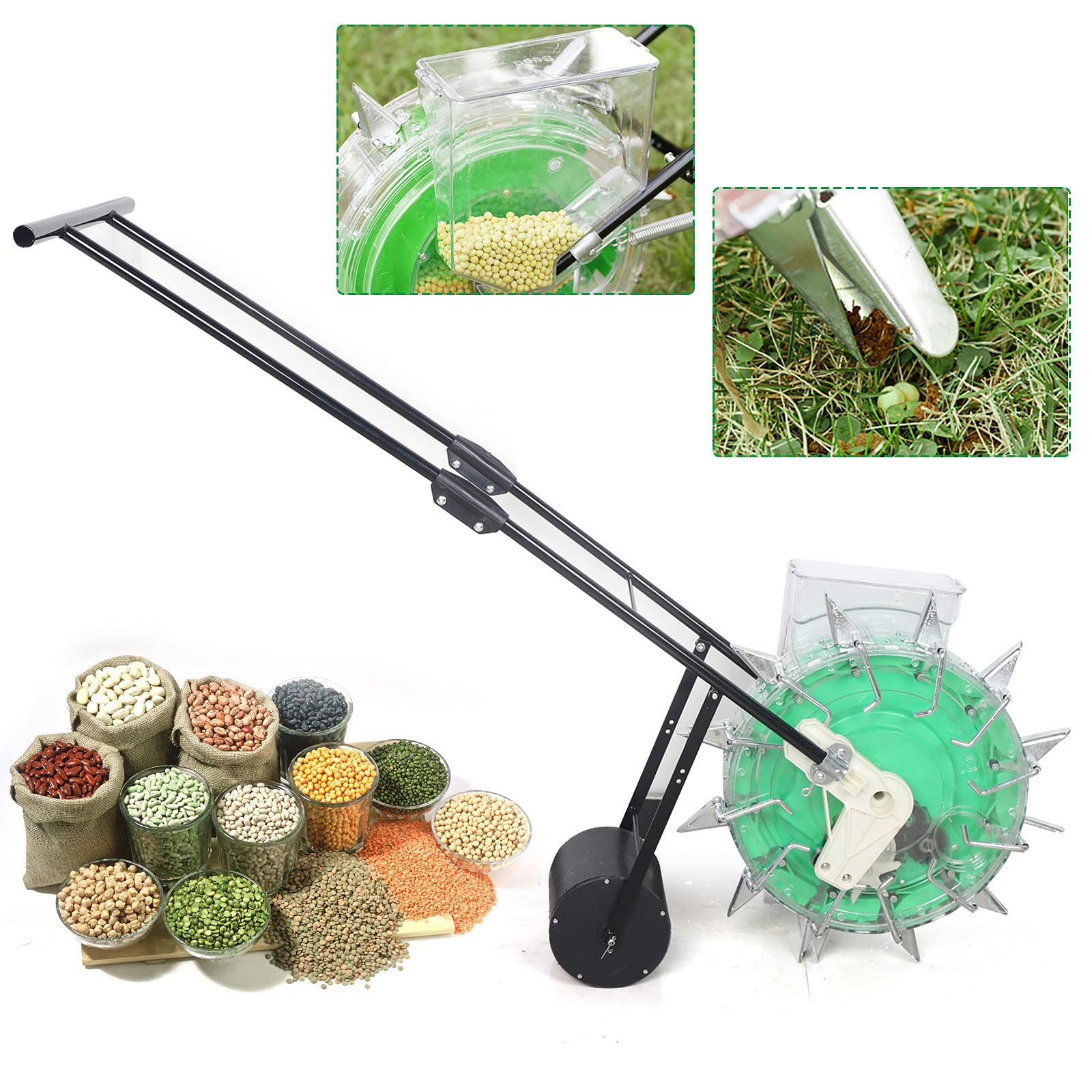 DYRABREST Manual Handheld Seeder - Precision Garden Seed Planter for Peanuts, Corn, Beans (3-15mm Seeds) | Roller Seeding Tool for Outdoor Farming, Home Gardening & Lawn Care