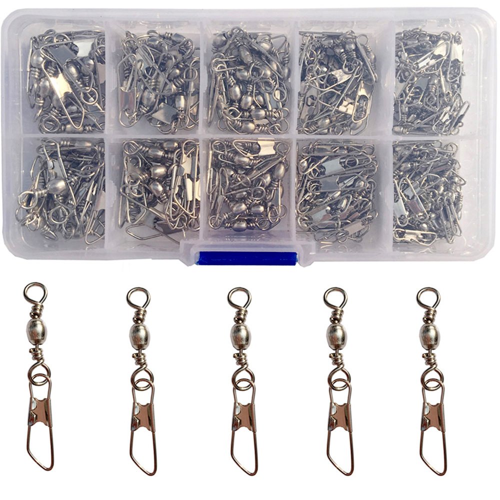 Premium Luengo Rolling Fishing Swivel - Ball Bearing Barrel Swivel with Safety Snap Connector & Solid Rings - Saltwater & Freshwater Fishing Gear for Lures, Rigs & Tackle - Perfect for Bass, Trout & Saltwater Game Fish