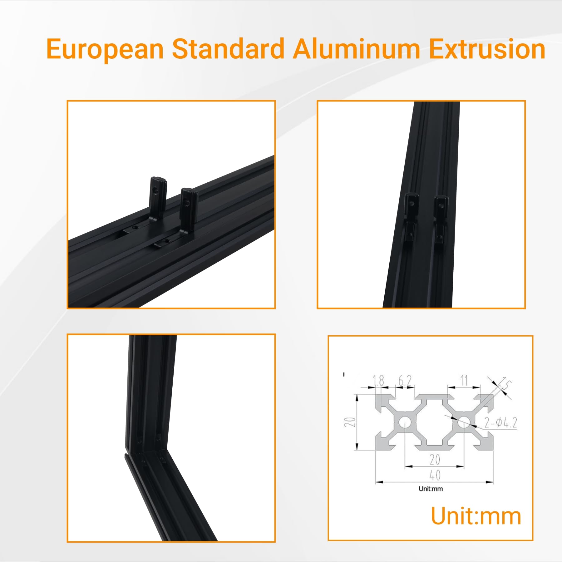 2PCS 300mm 2040 V-Slot Aluminum Extrusion - Black Anodized European Standard Linear Rails with Accessories for 3D Printer & CNC Machines | Perfect for DIY Projects, Robotics, and Industrial Automation
