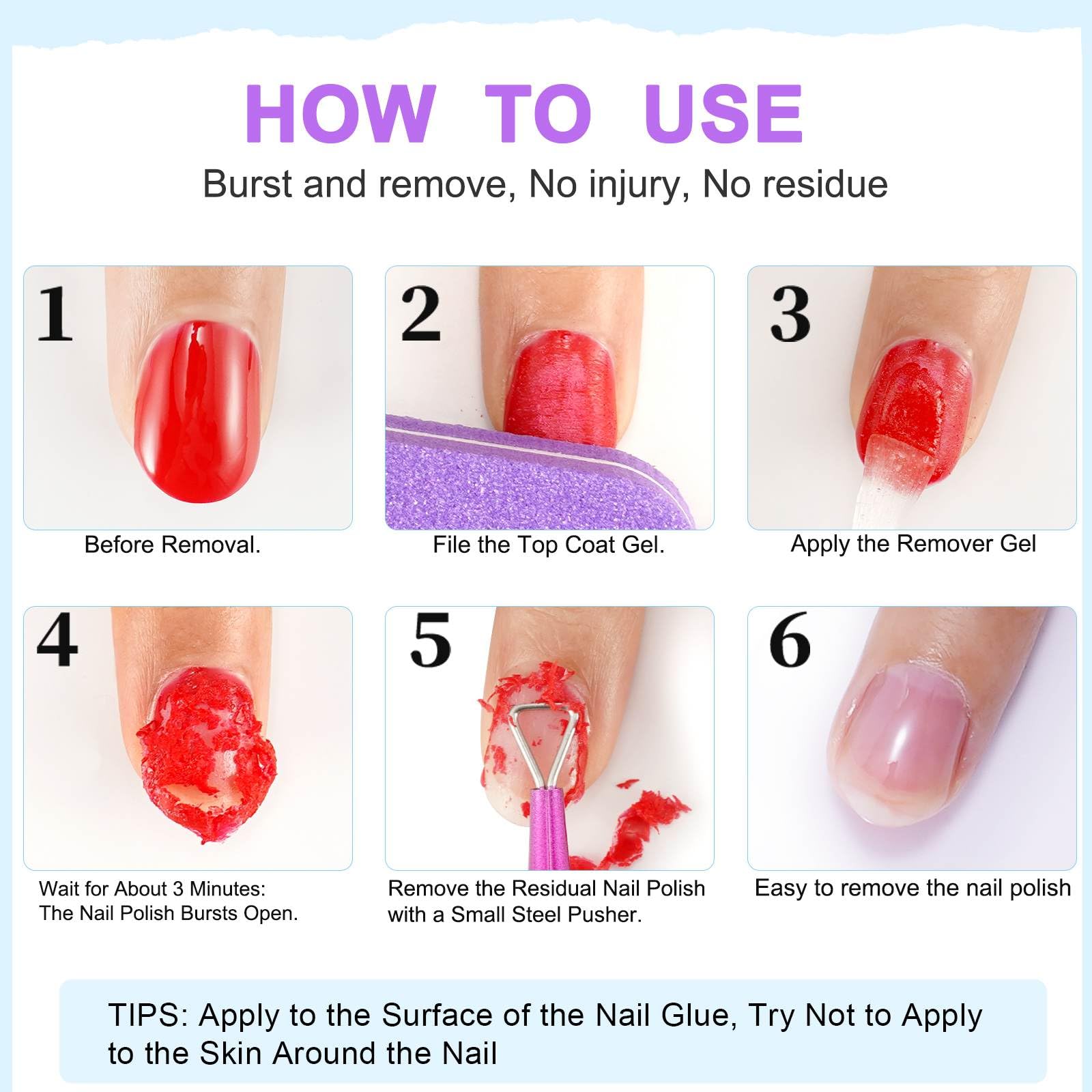 Professional Gel Nail Polish Remover Kit with Nail File & Scraper - Fast Acting 2-5 Minute Soak Off Solution for Salon & Home Manicures - Perfect for Gel, Acrylic & Dip Powder Removal