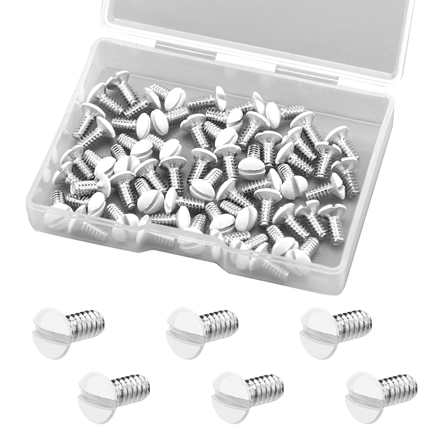 AIEX 60Pcs 3/8 Inch Long 6-32 Thread White Wall Plate Screws - Electrical Outlet Cover Screws, Switch Plate Screws Replacement - Perfect for Home, Office & Commercial Electrical Installations
