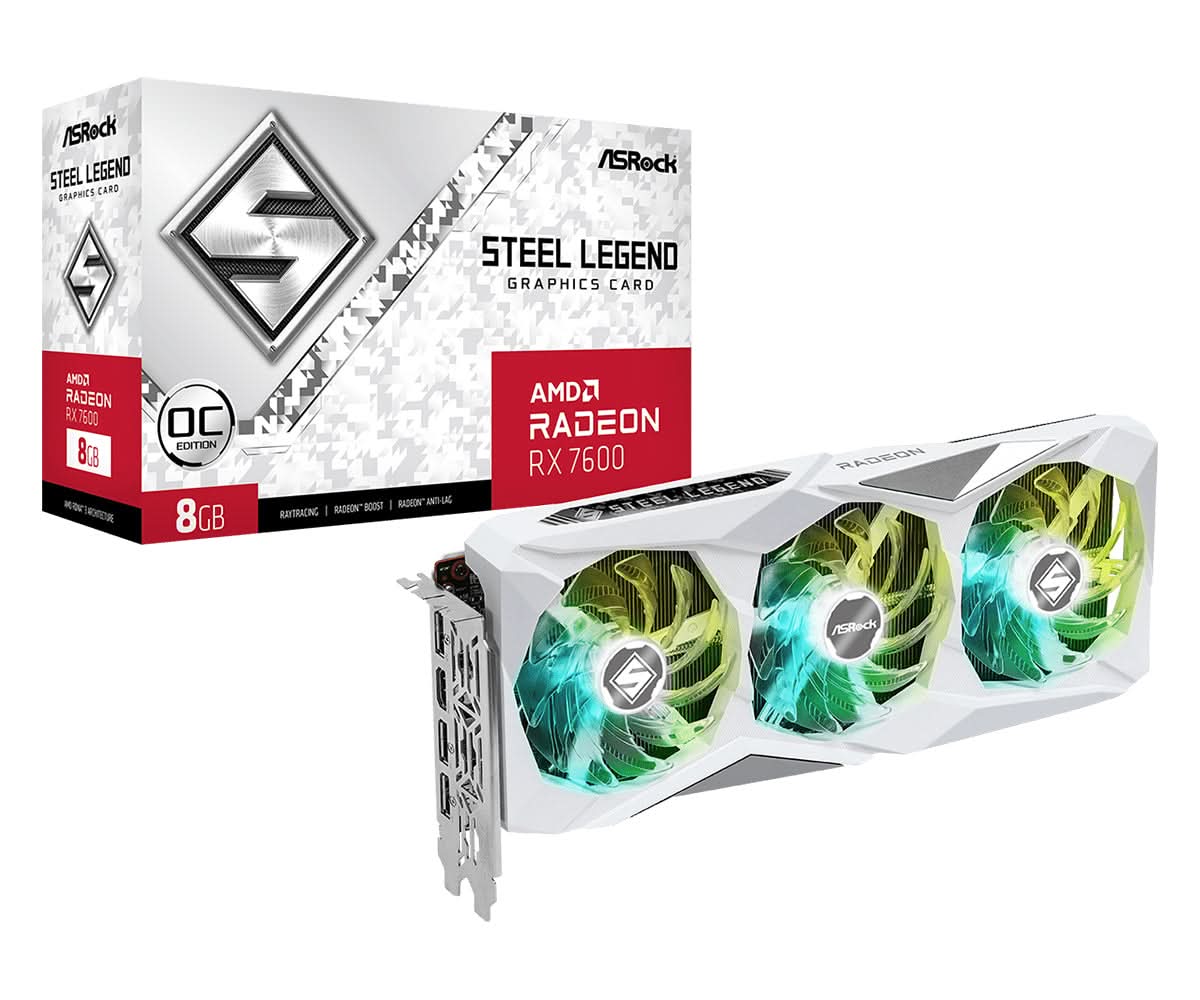 ASRock AMD Radeon RX 7600 8GB GDDR6 Gaming Graphics Card - 90-GA4DZZ-00UANF - Perfect for 1080p Gaming, Video Editing & Streaming