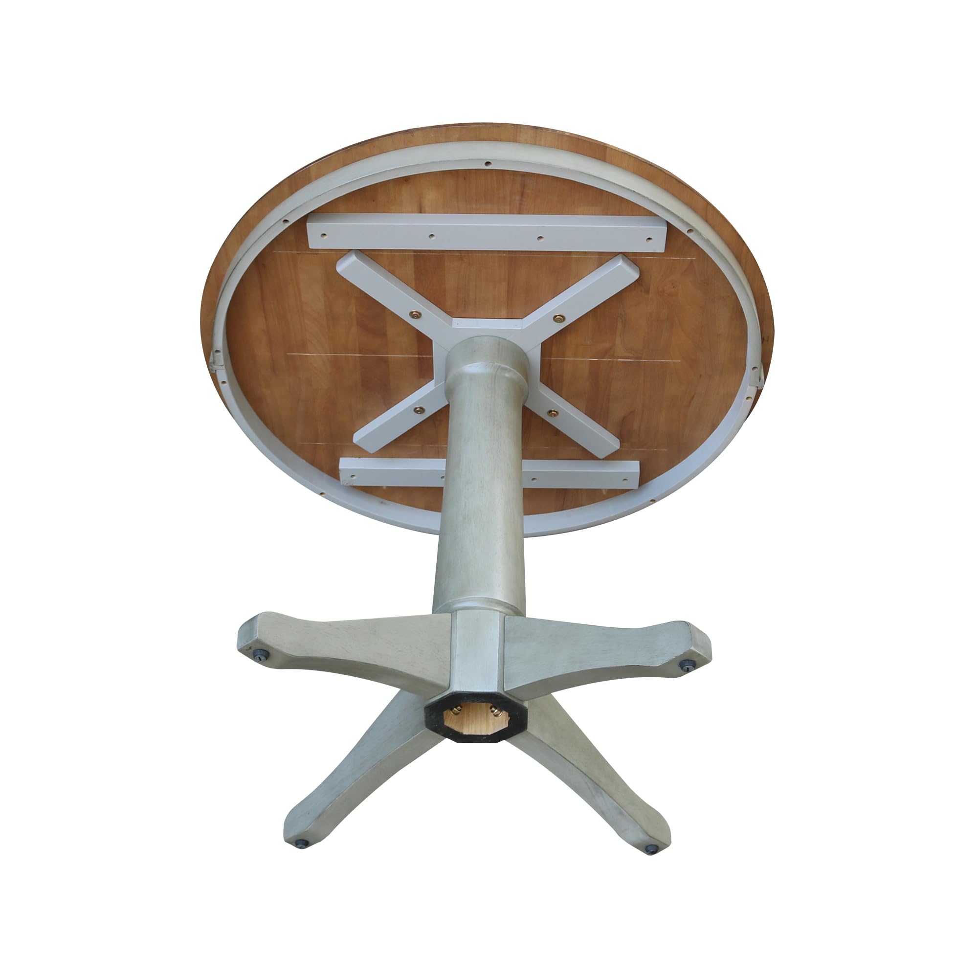 36-inch Round Pedestal Dining Table - Hickory & Stone Finish - Perfect for Kitchens, Dining Rooms & Outdoor Entertaining