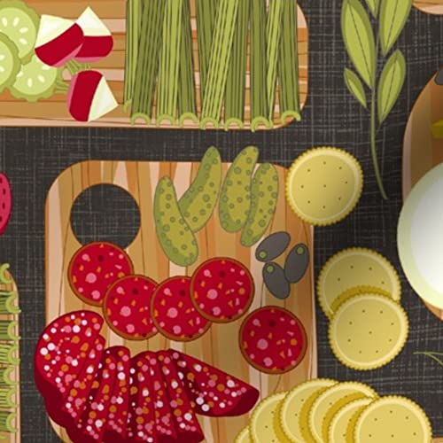 Food Charcuterie Board Printed Satin Fabric Fat Quarter - Premium Spoonflower Fabric for Sewing, Lining, Apparel, Fashion, Blankets & Home Decor - Perfect for DIY Projects, Quilting, and Tableware Accessories