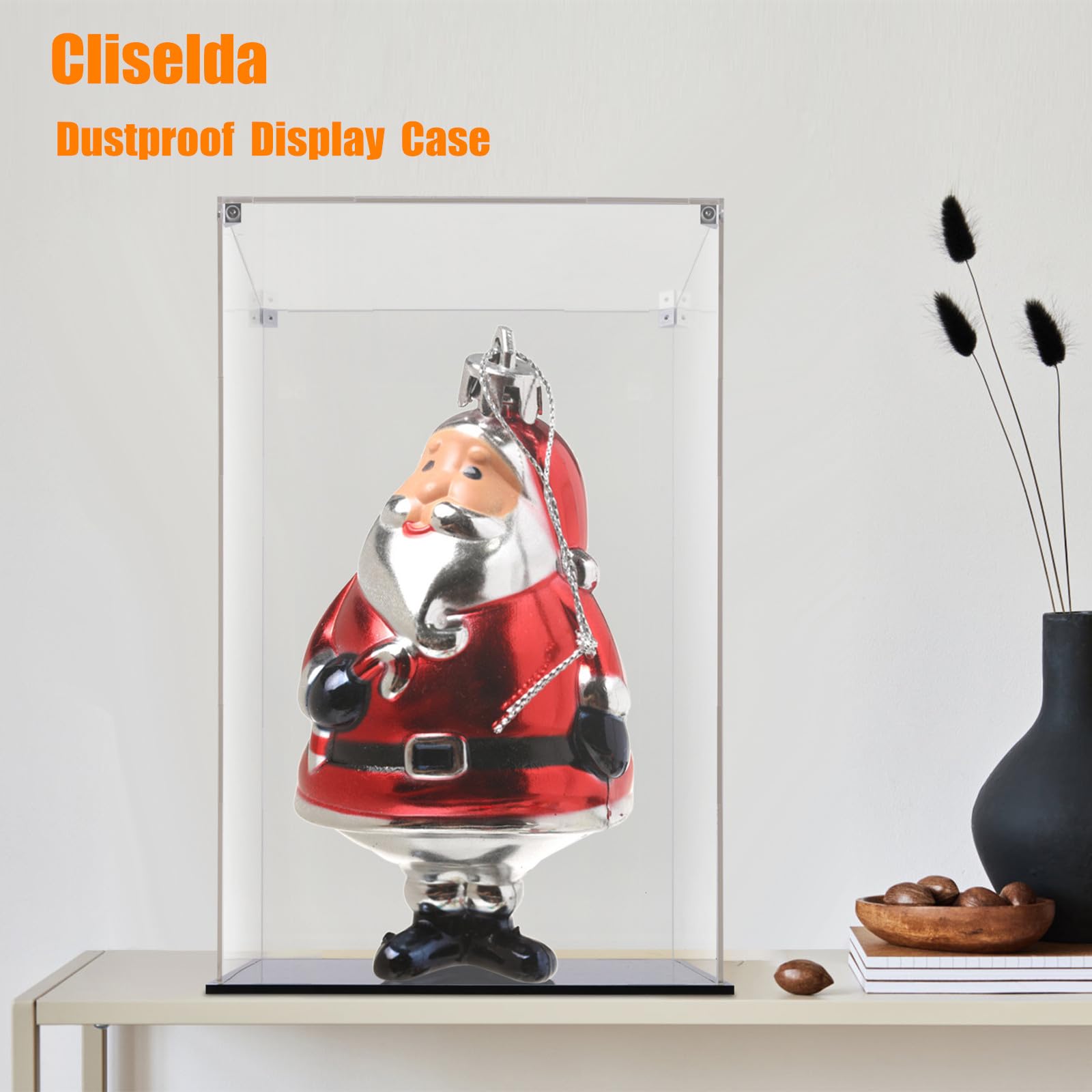 Cliselda 15.7 Inch Large Clear Acrylic Display Case for Collectibles - Dustproof Protection Showcase for Action Figures, Dolls & Trophy Awards - Perfect for Home Decor, Office Display and Collectible Storage